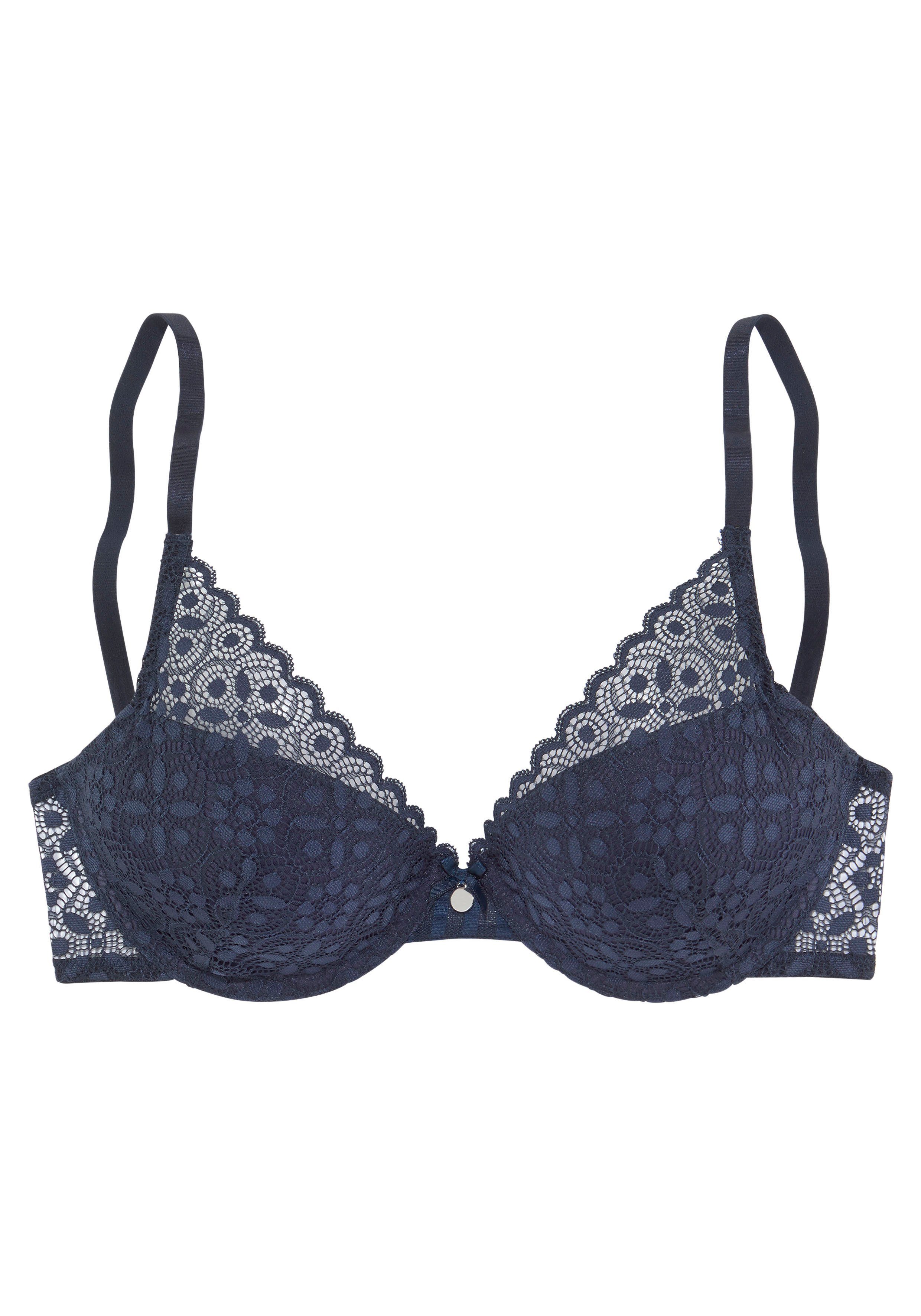 s.Oliver RED LABEL Beachwear Push-up-bh AMELIE van transparante bloemetjeskant, dessous