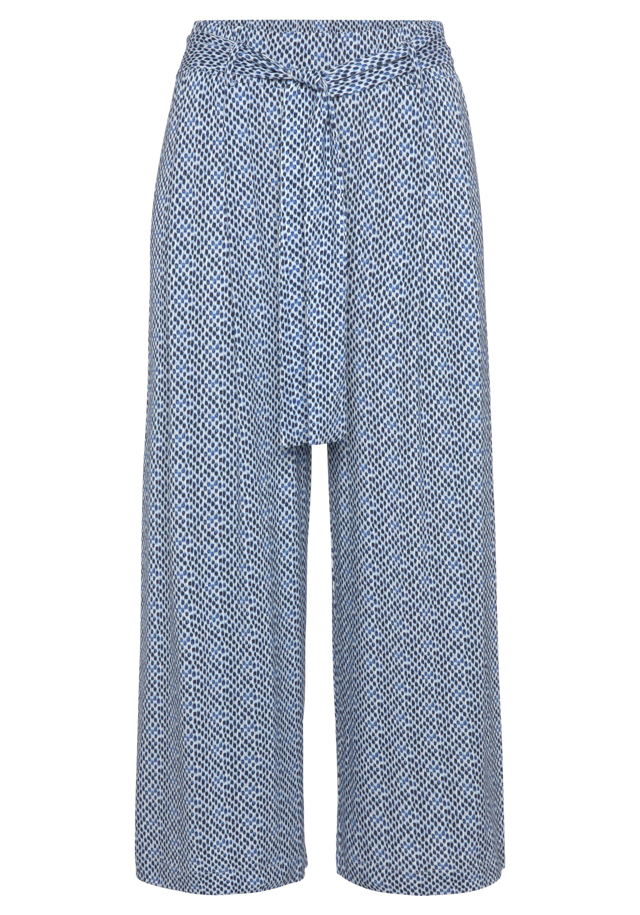 Lascana Culotte en stippenprint, licht en elastisch, jersey broek, zomerbroek (Met een bindceintuur)