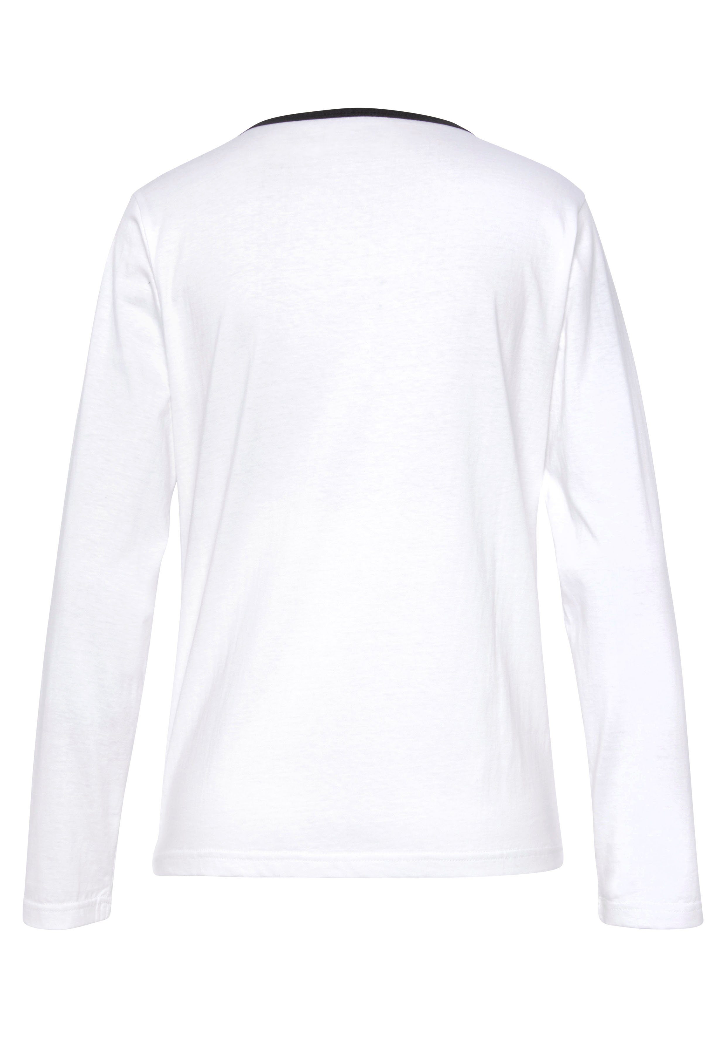 Vivance Dreams Pyjama top met paspel en korte decoratieve knoopsluiting