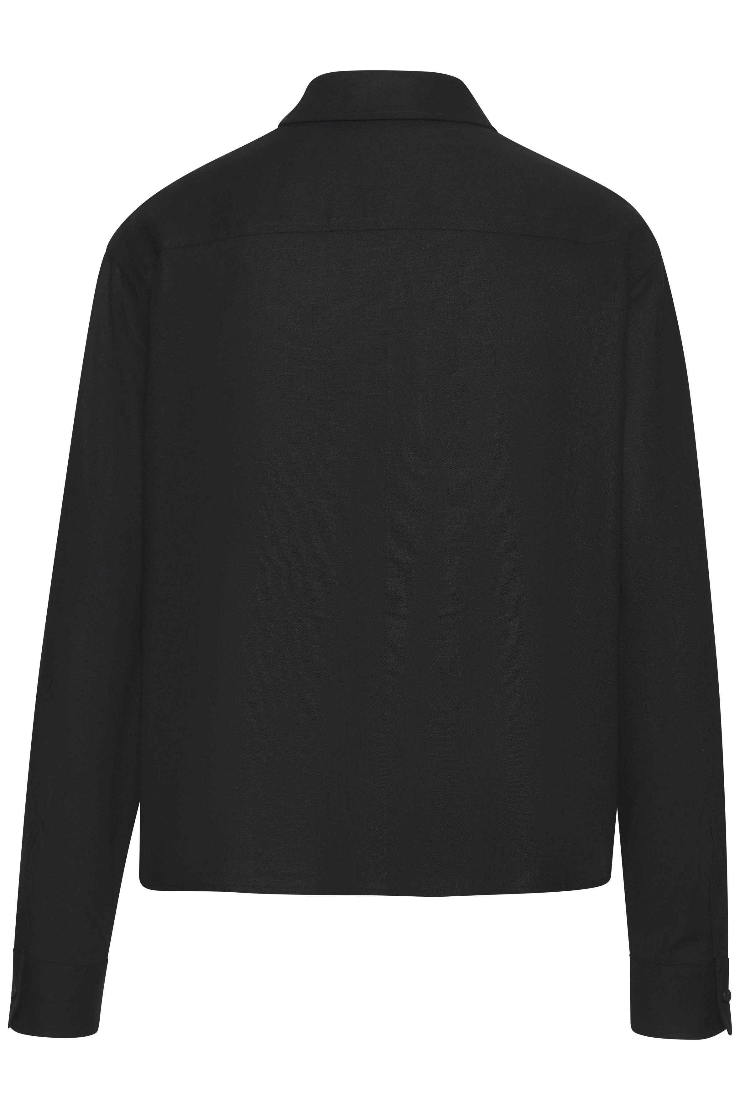 Buffalo Overhemdblouse met linnenpercentage, luchtige lange blouse met overhemdkraag