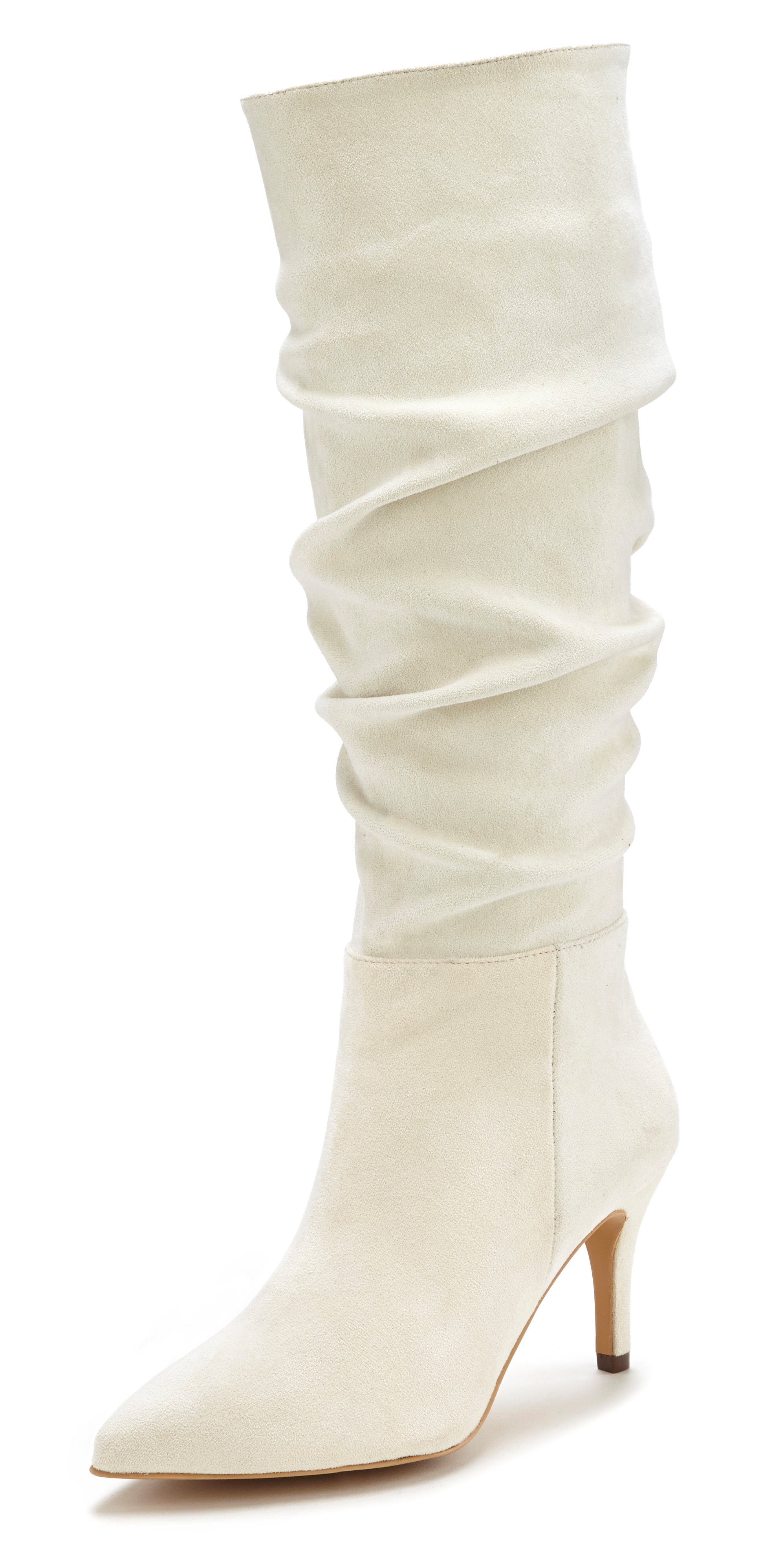 Lascana Laarzen met ritssluiting met modieuze rimpeling, lange schacht, high-heel enkellaars, slouchy boots