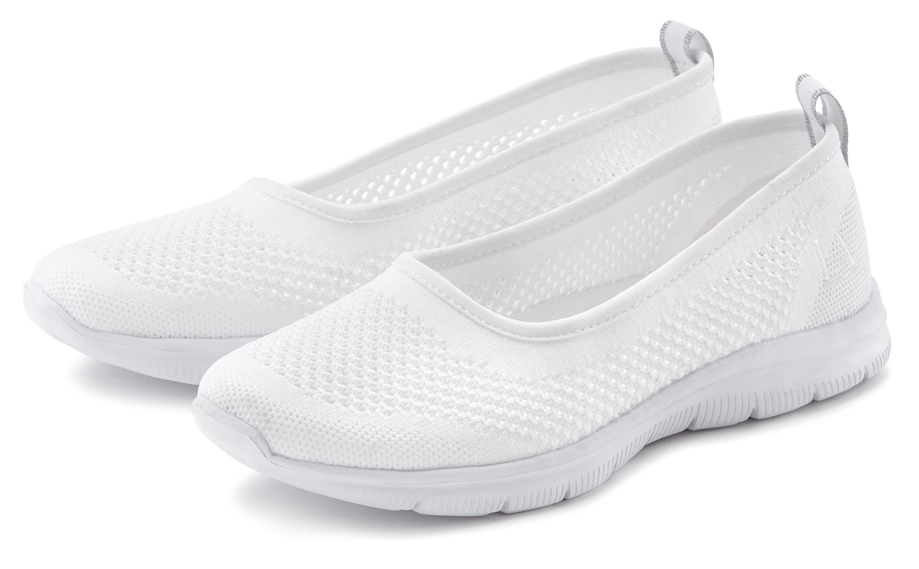 Lascana Sneaker-ballerina’s Ultralichte slipper, Slip-On-Sneaker Vrijetijdsschoen van mesh, zachte binnenzool VEGAN