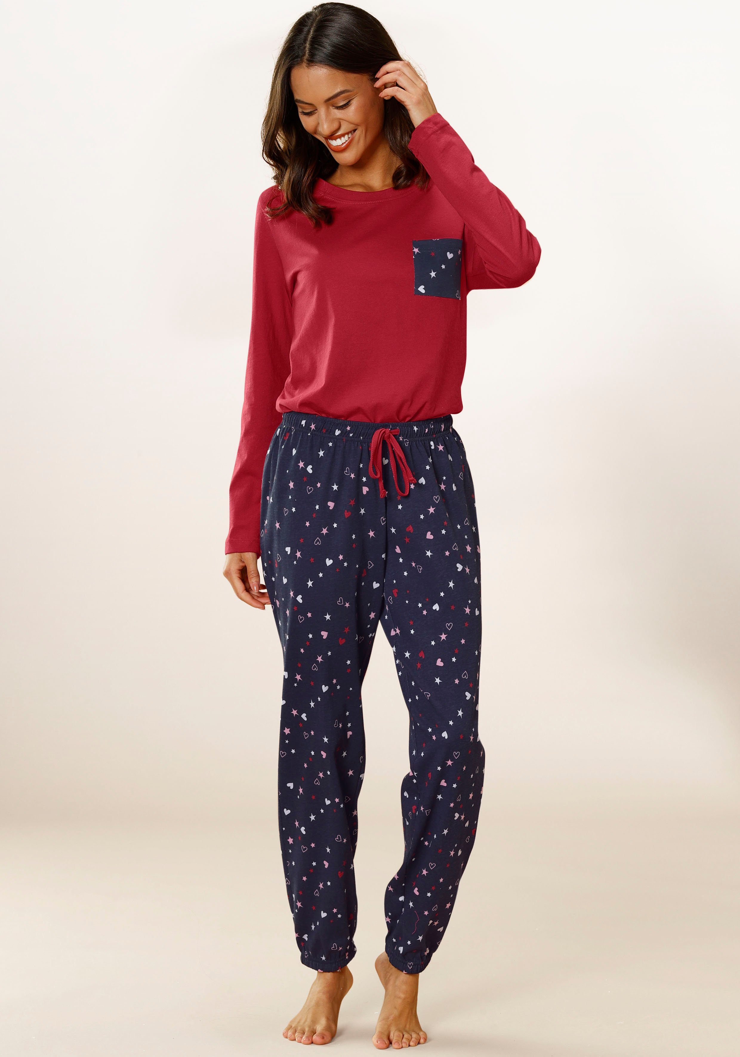Vivance Dreams Pyjama met schattige hart-sterrenprint (2-delig, 1 stuk)