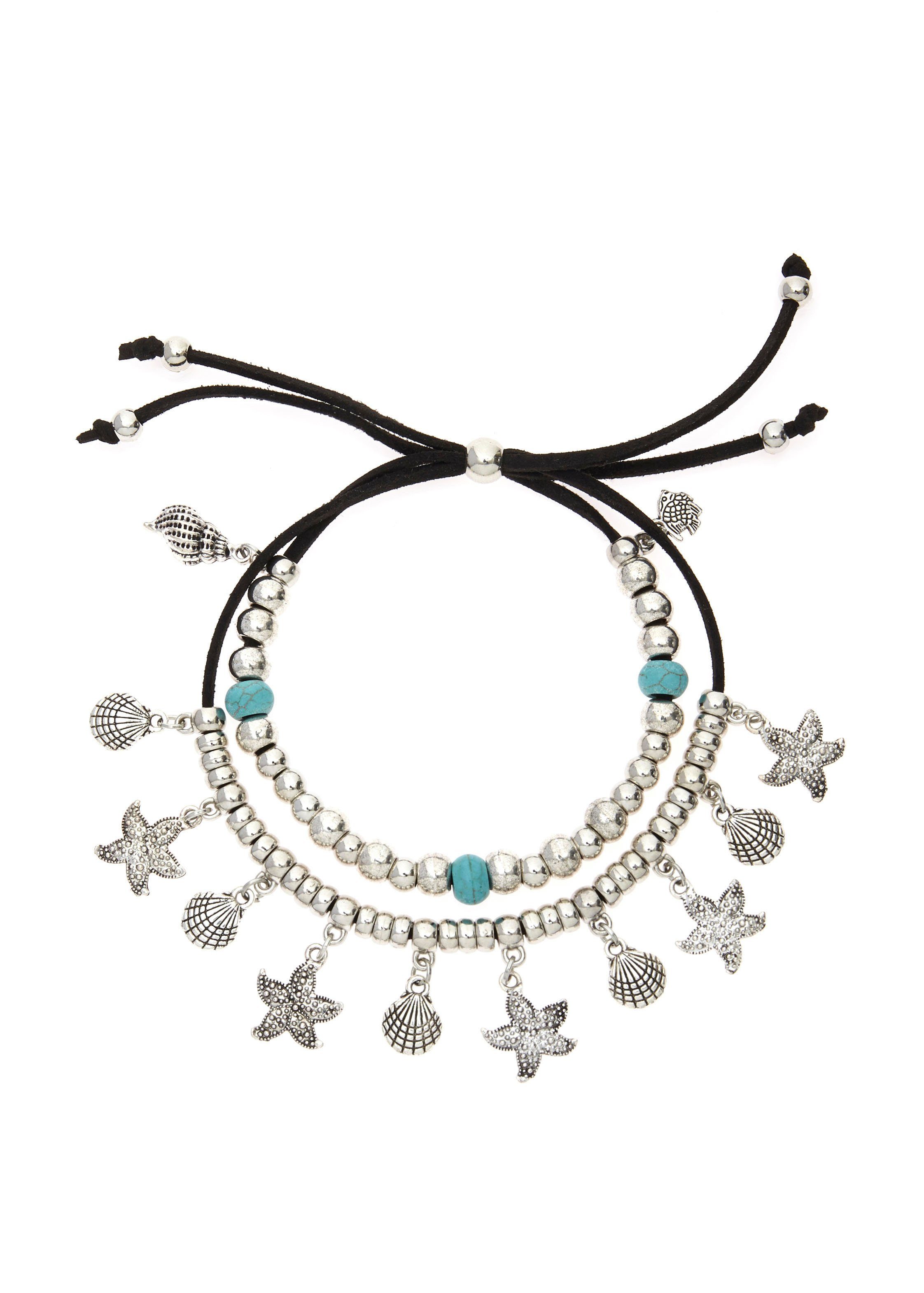 Lascana Enkelkettinkje met hanger In Layer Look met schelpen, enkelkettingen set, enkelketting met hanger