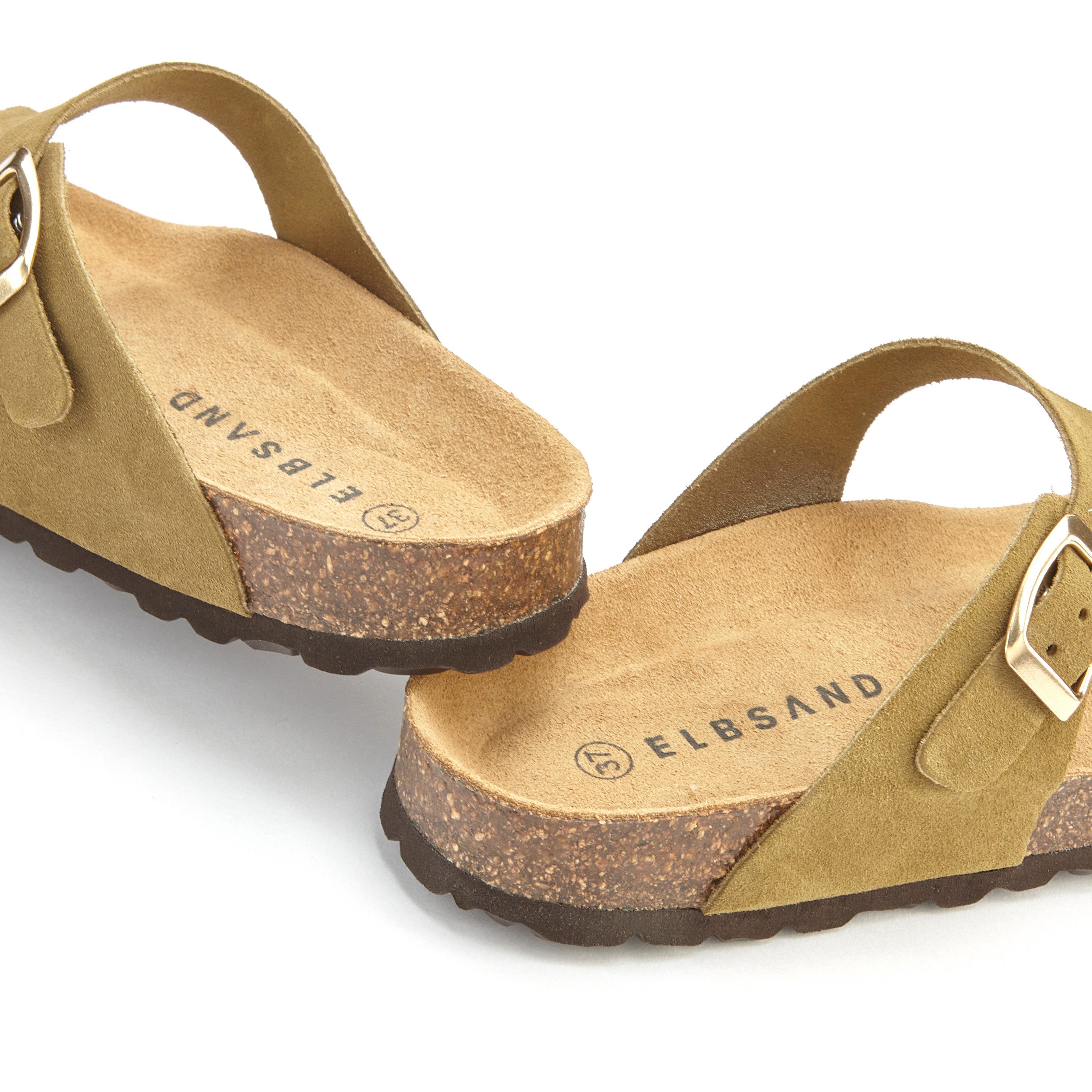 Elbsand Slippers Mule, Sandalen, open schoen van hoogwaardig leer met comfortabel kurken voetbed, unisex