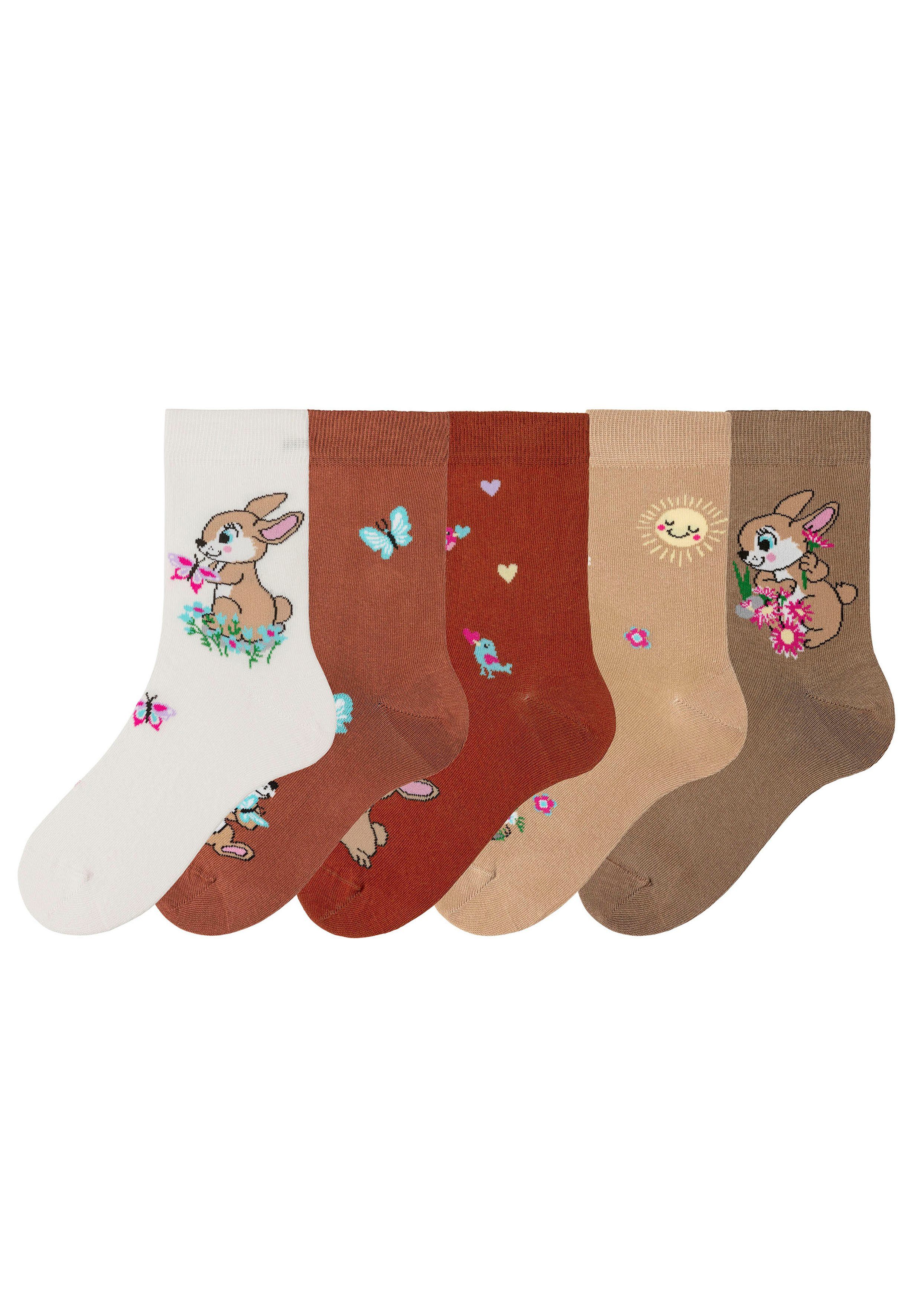 H.I.S Basic sokken met konijnenmotieven (set, 5 paar)
