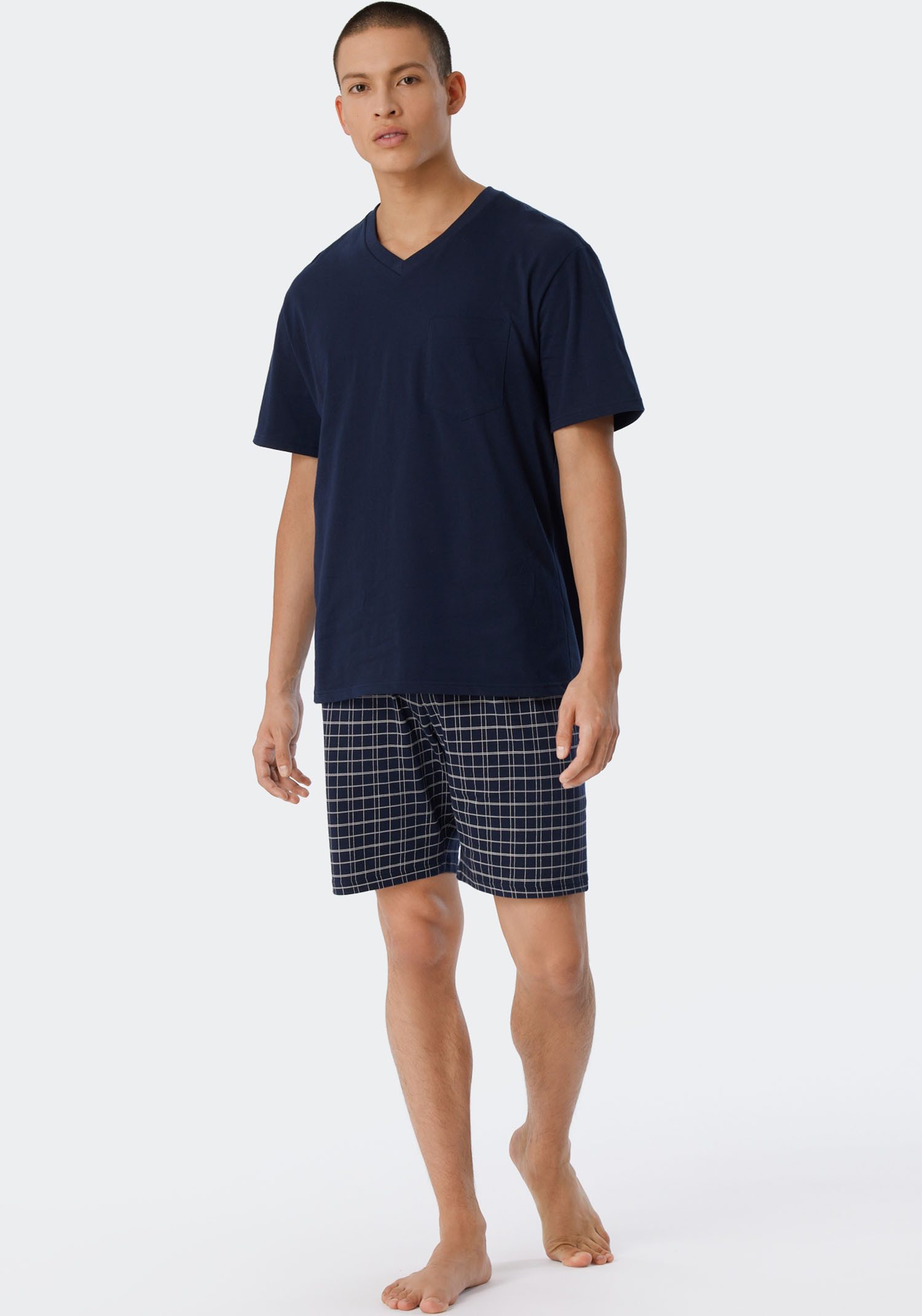 Schiesser Shortama Ebony met opgestikte borstzak (2-delig, 1 stuk)