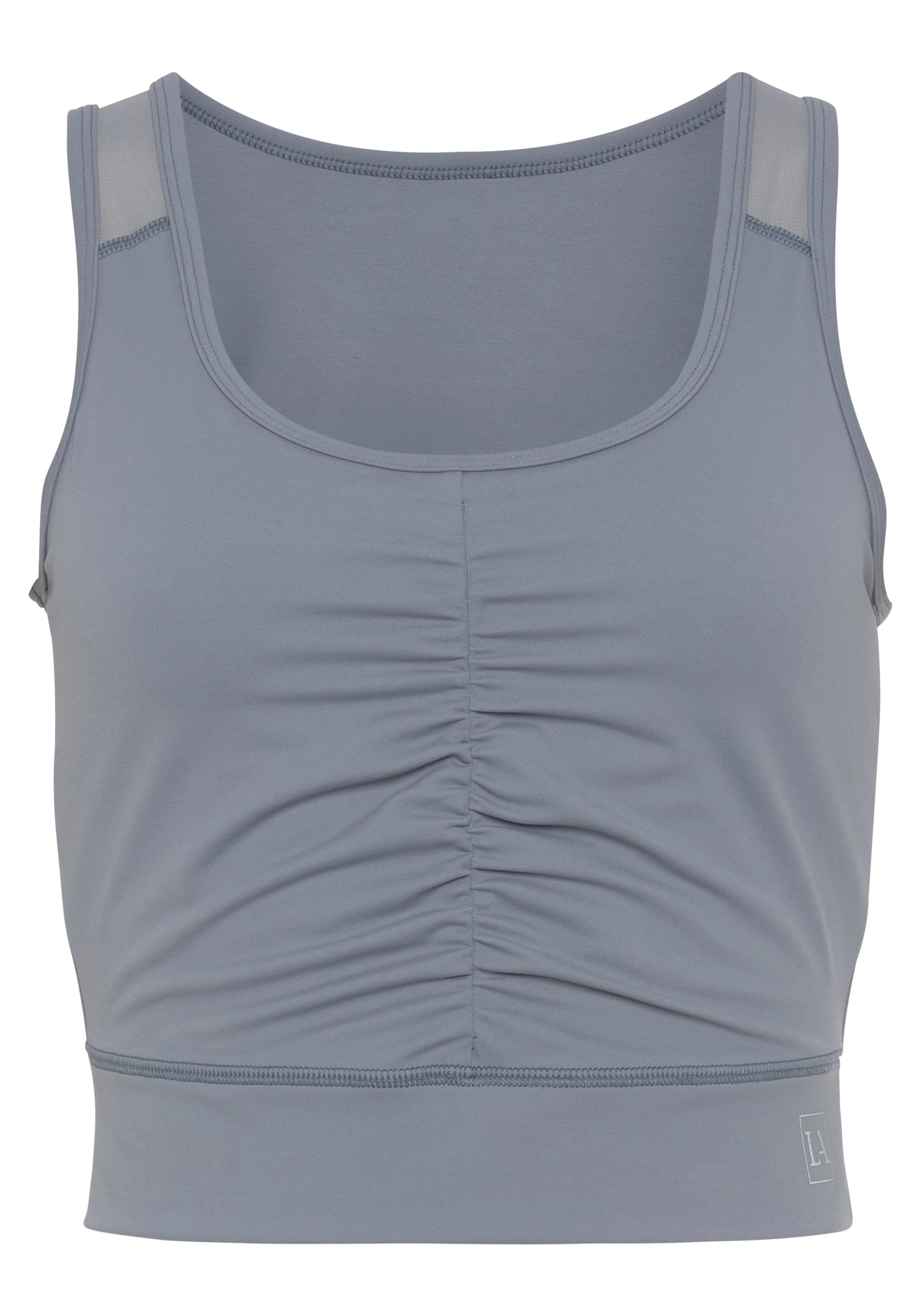 active by Lascana Crop-top met rimpeling en mesh-inzetten