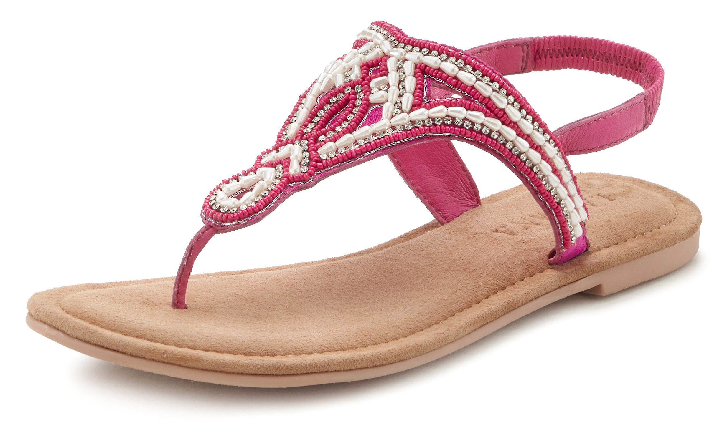Lascana Teenslippers Sandaal, pantoletten bezet met parels en steentjes