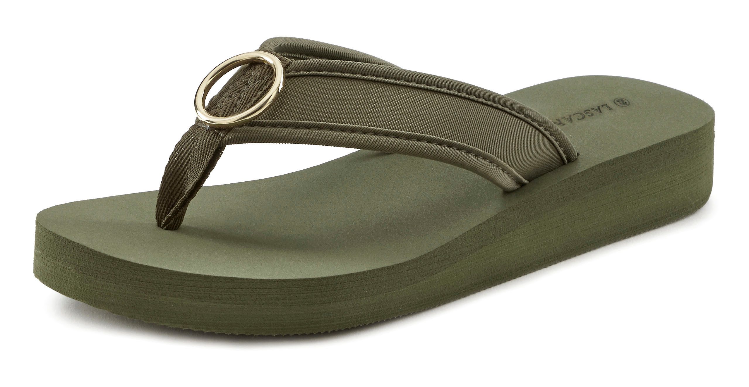 Lascana Badslippers Sandaal, pantoletten, badschoen met ringapplicatie "Italië" VEGAN