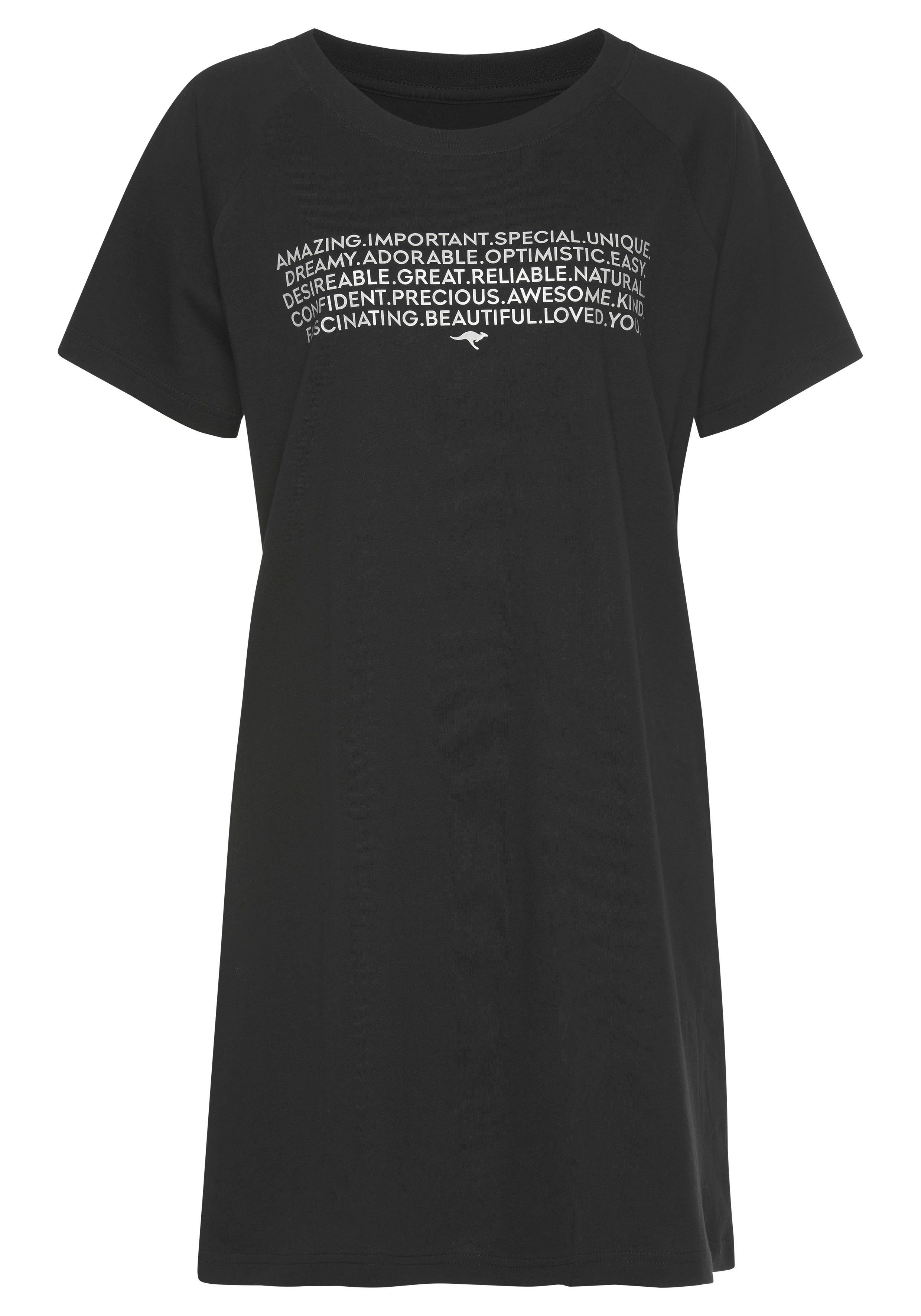 KangaROOS Big-shirt met slogan-frontprint nachthemden maat 40/42 zwart