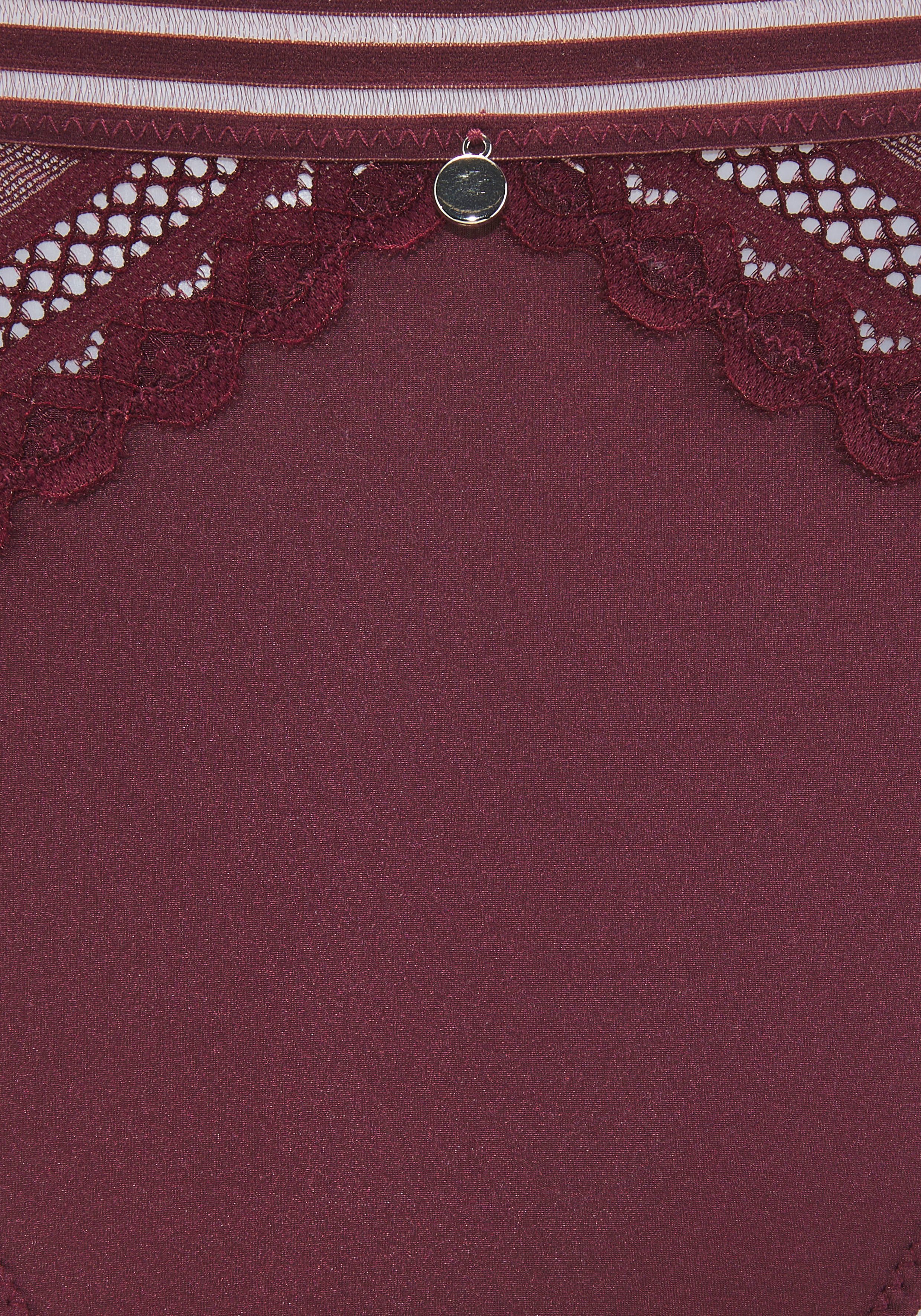 s.Oliver RED LABEL Beachwear String Milene met grafische, subtiel transparante kant-inzetten