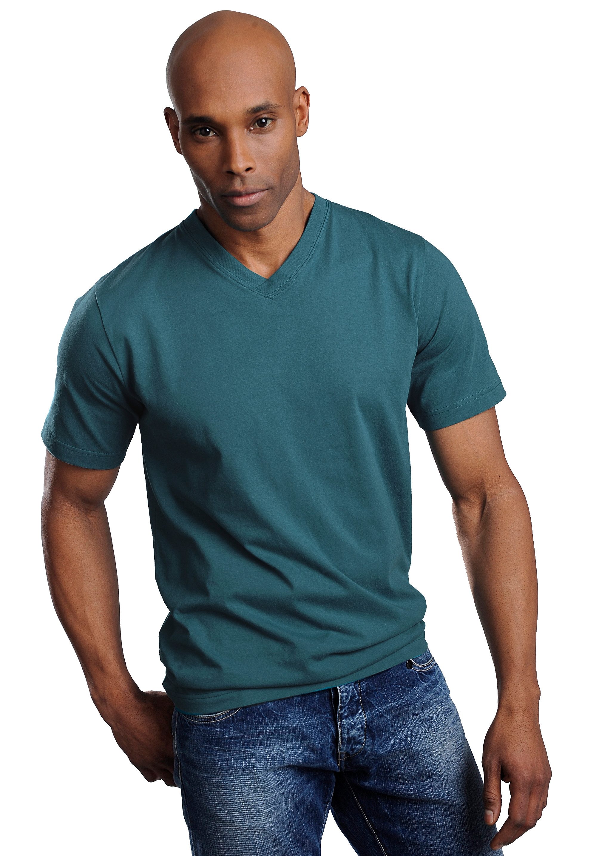 H.I.S T-shirt met v-hals van katoen, onderhemd, t-shirt (set, 3-delig) heren maat 10/4XL multicolor