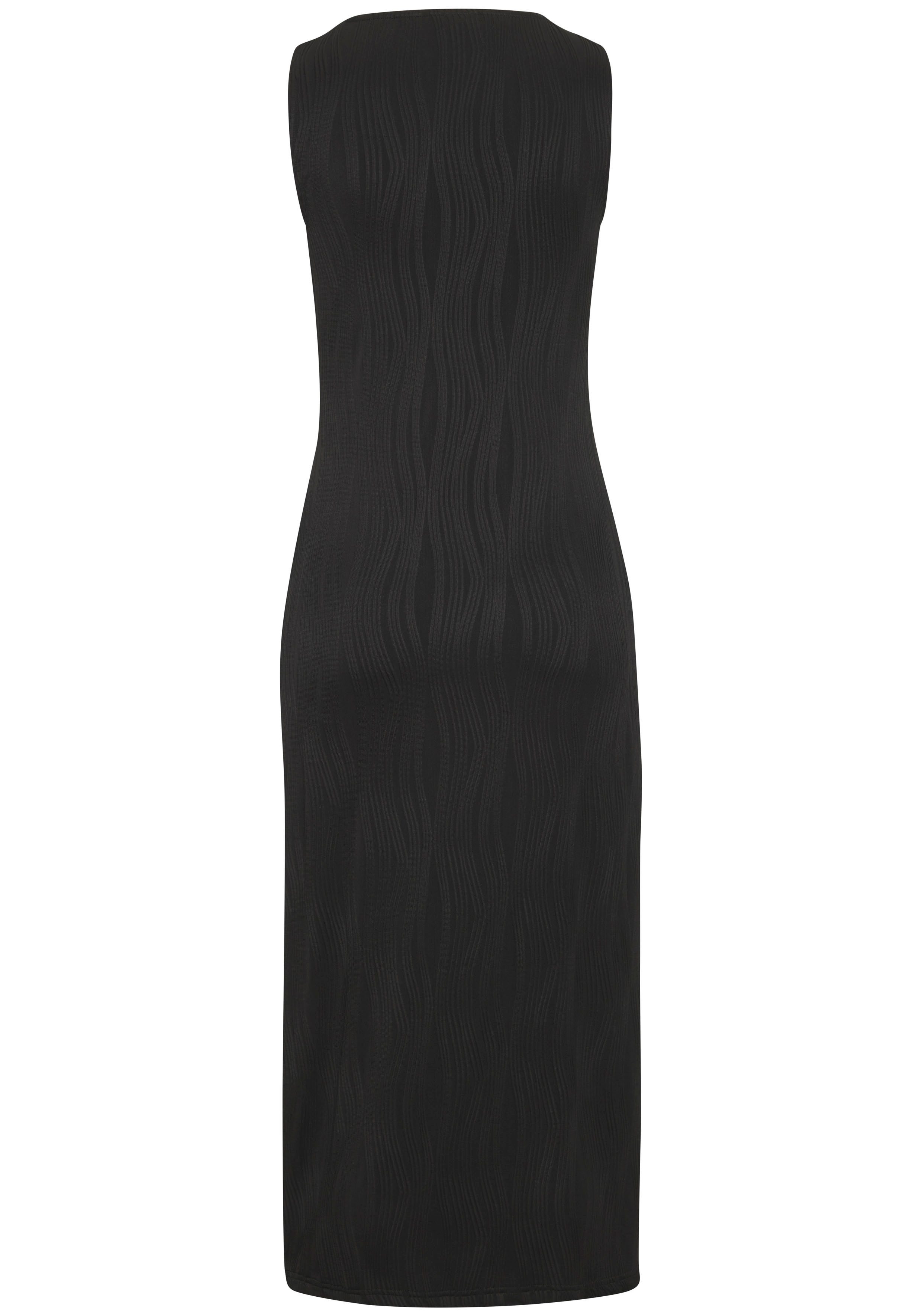 Lascana Midi-jurk met structuurpatroon, strakke jurk, figuurvolgend