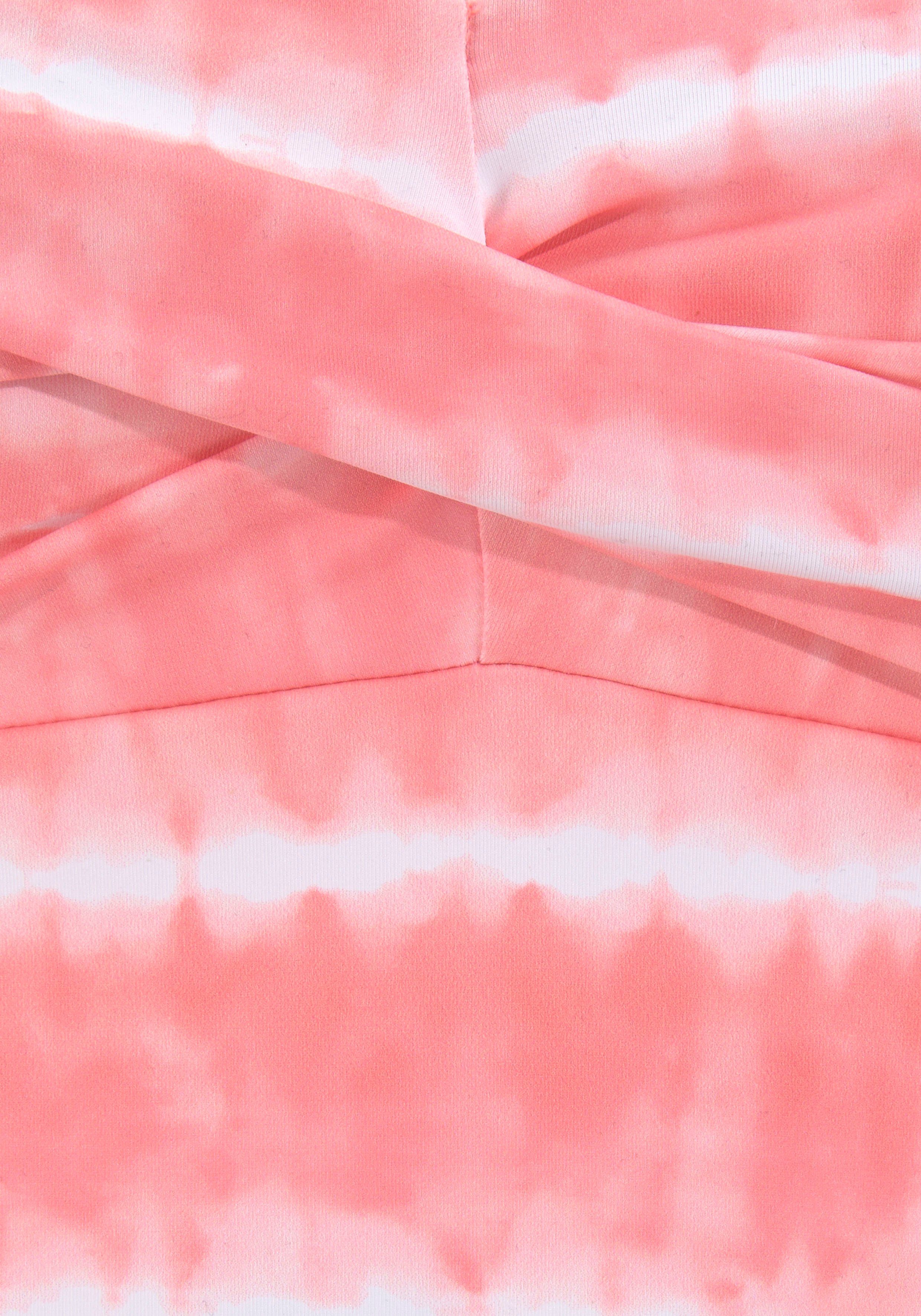 s.oliver red label beachwear tankinitop met beugels enja met batikprint en wikkel-look roze