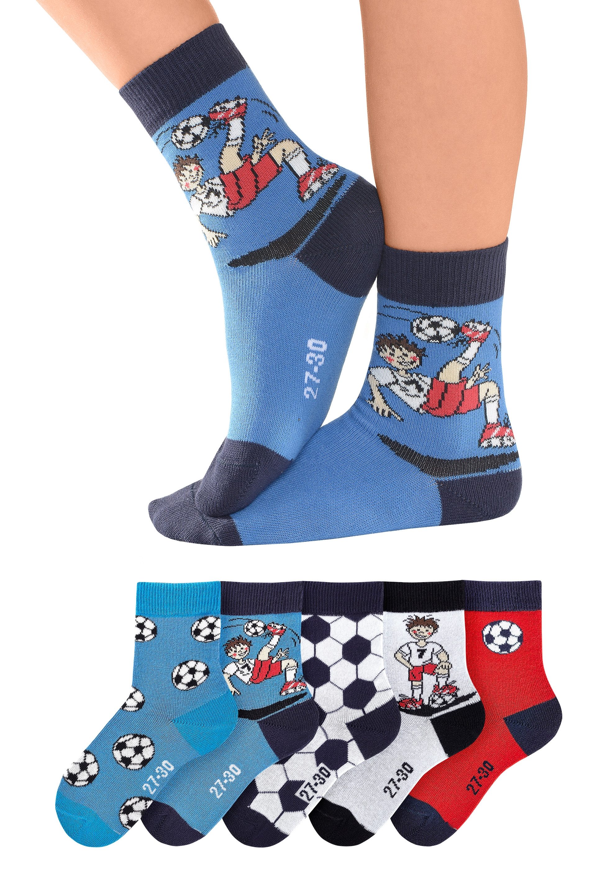 H.I.S Sokken met voetbalmotieven (set, 5 paar)