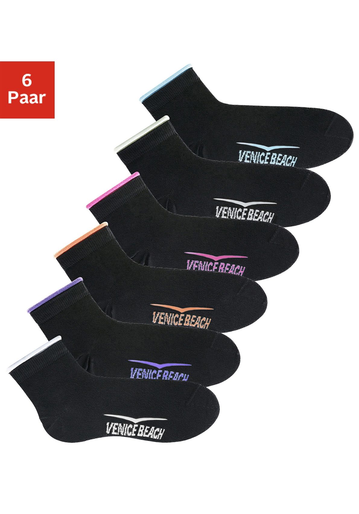 Venice Beach Korte sokken met knelvrije boord (6 paar)