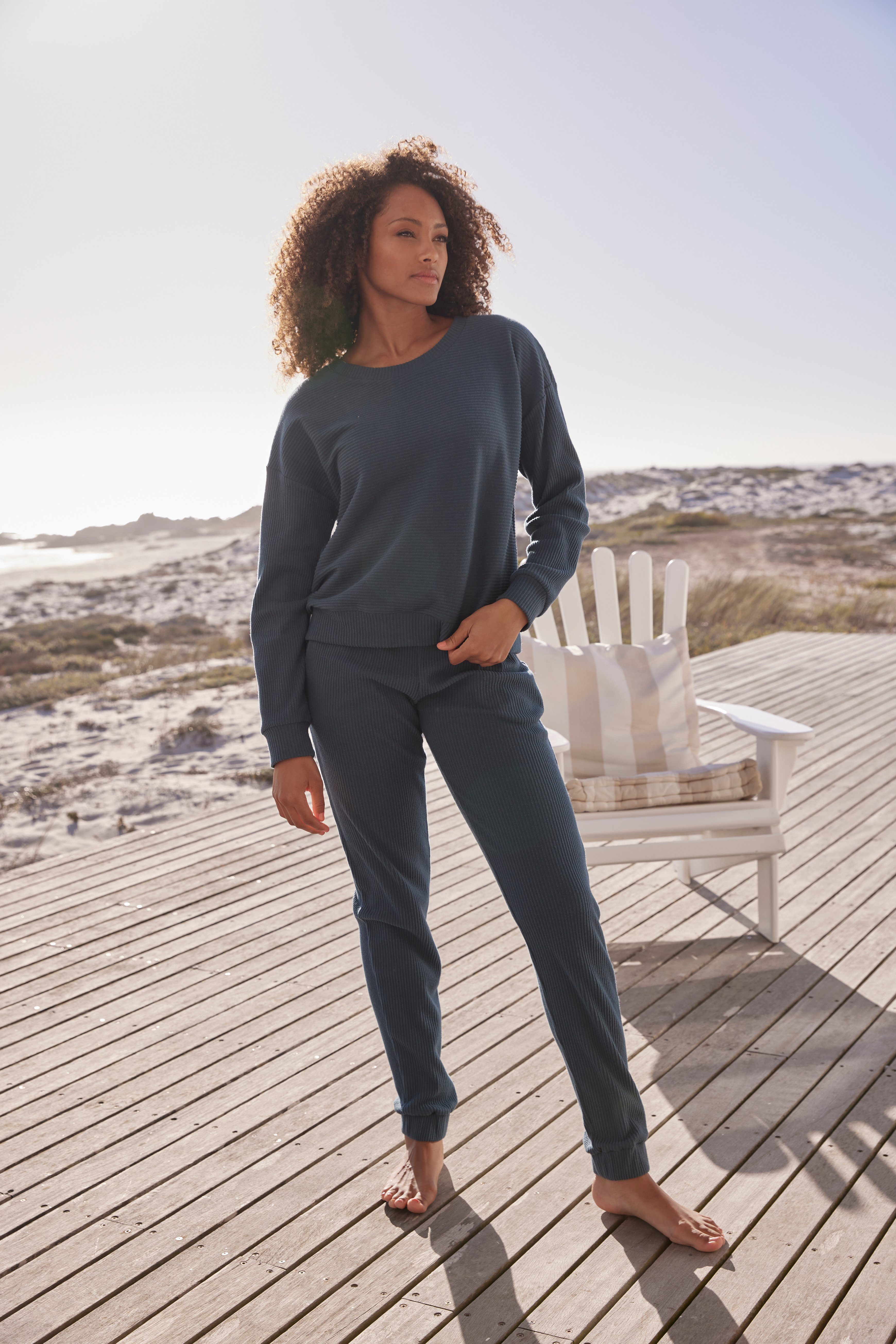 s.Oliver RED LABEL Beachwear Sweatshirt van ribkwaliteit met overhangende schouders, loungewear