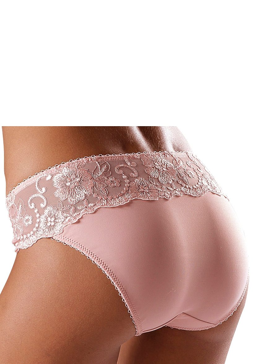 Lascana Bikinibroekje WANDA met borduurkant in bloemetjes-look