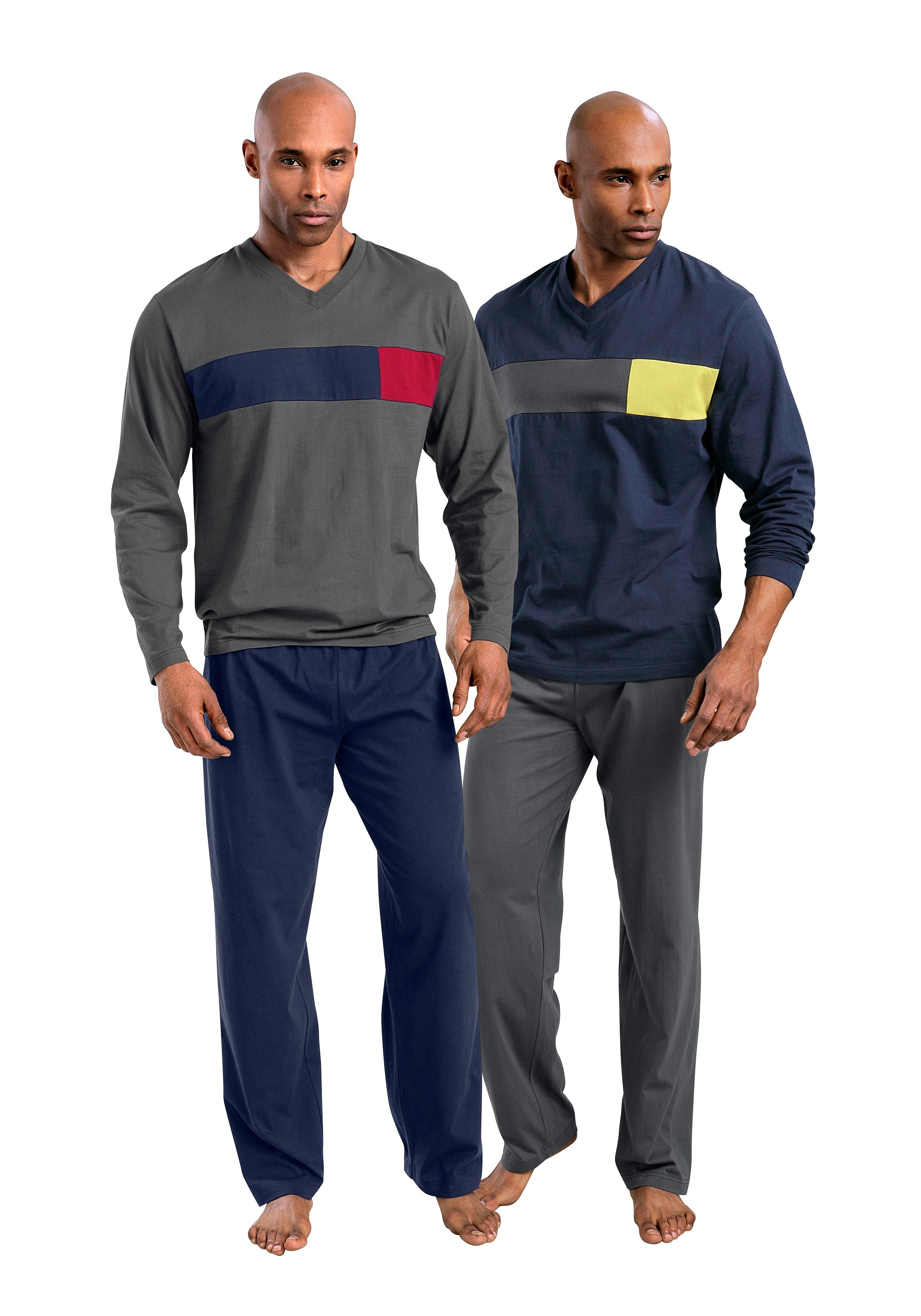 le jogger® Pyjama met colourblock-inzetten (4-delig, Set van 2)