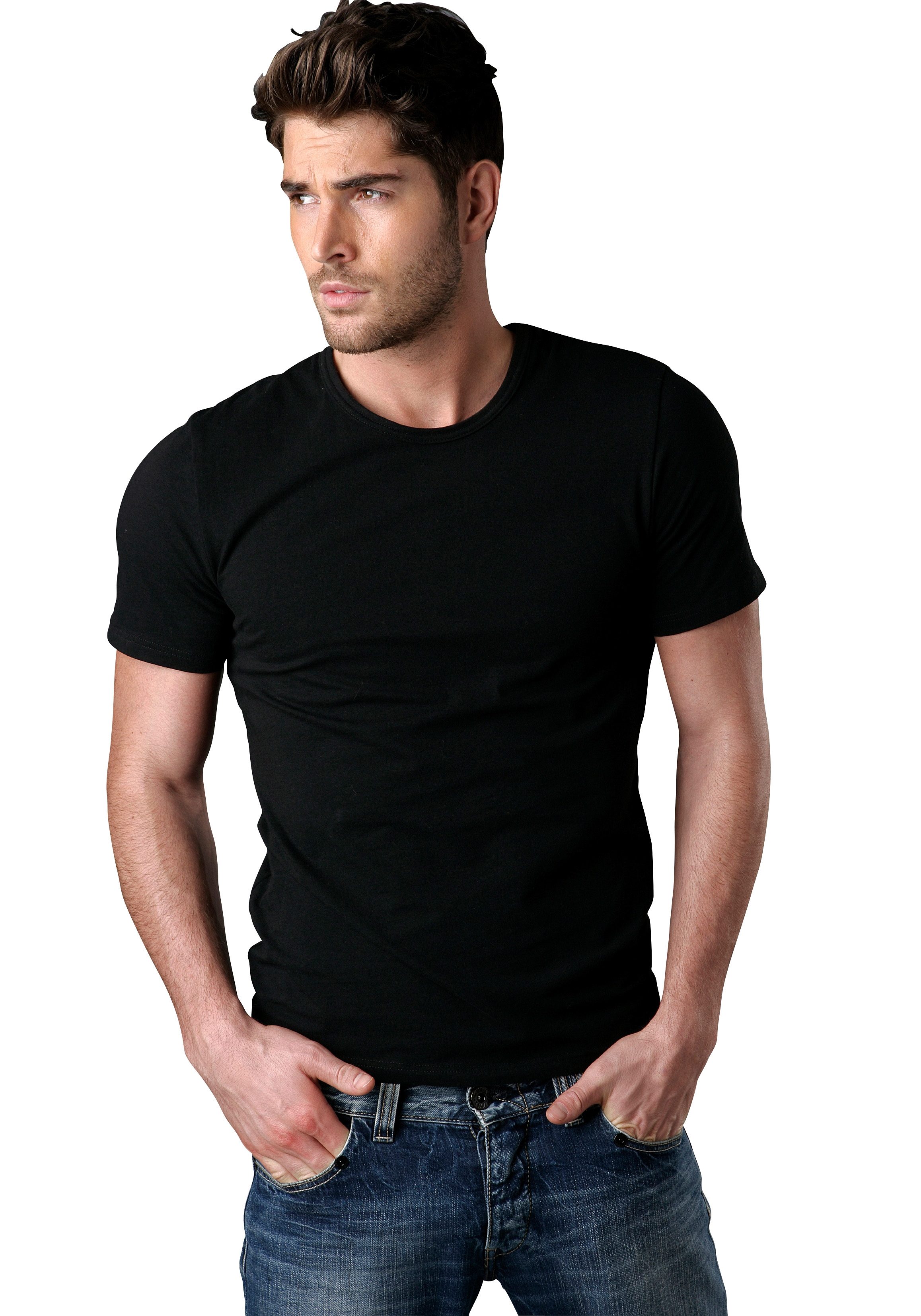 H.I.S T-shirt met ronde hals perfect als ondershirt (2-delig, Set van 2)