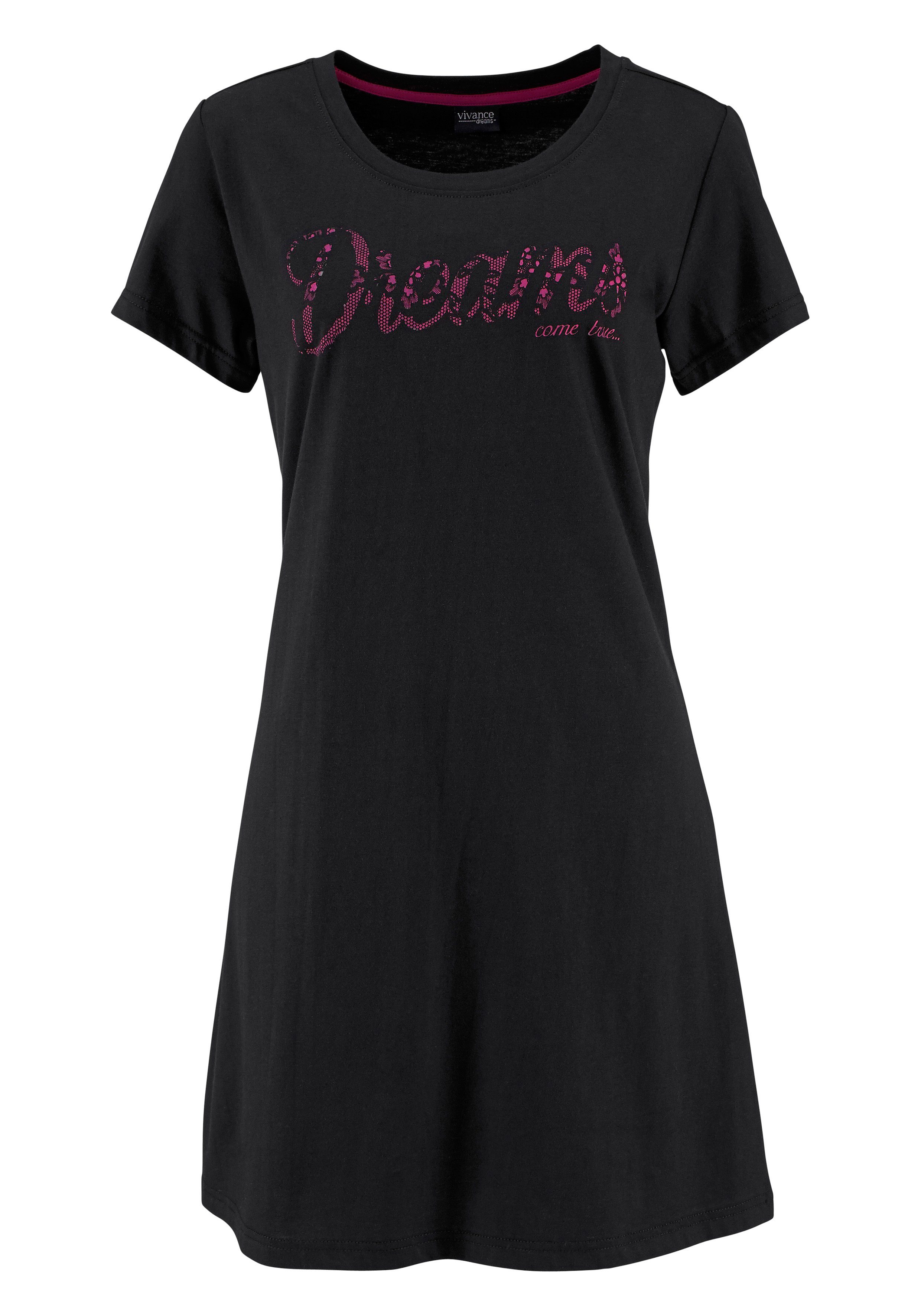 Vivance Dreams Nachthemd met print in kant-look (Set van 2)