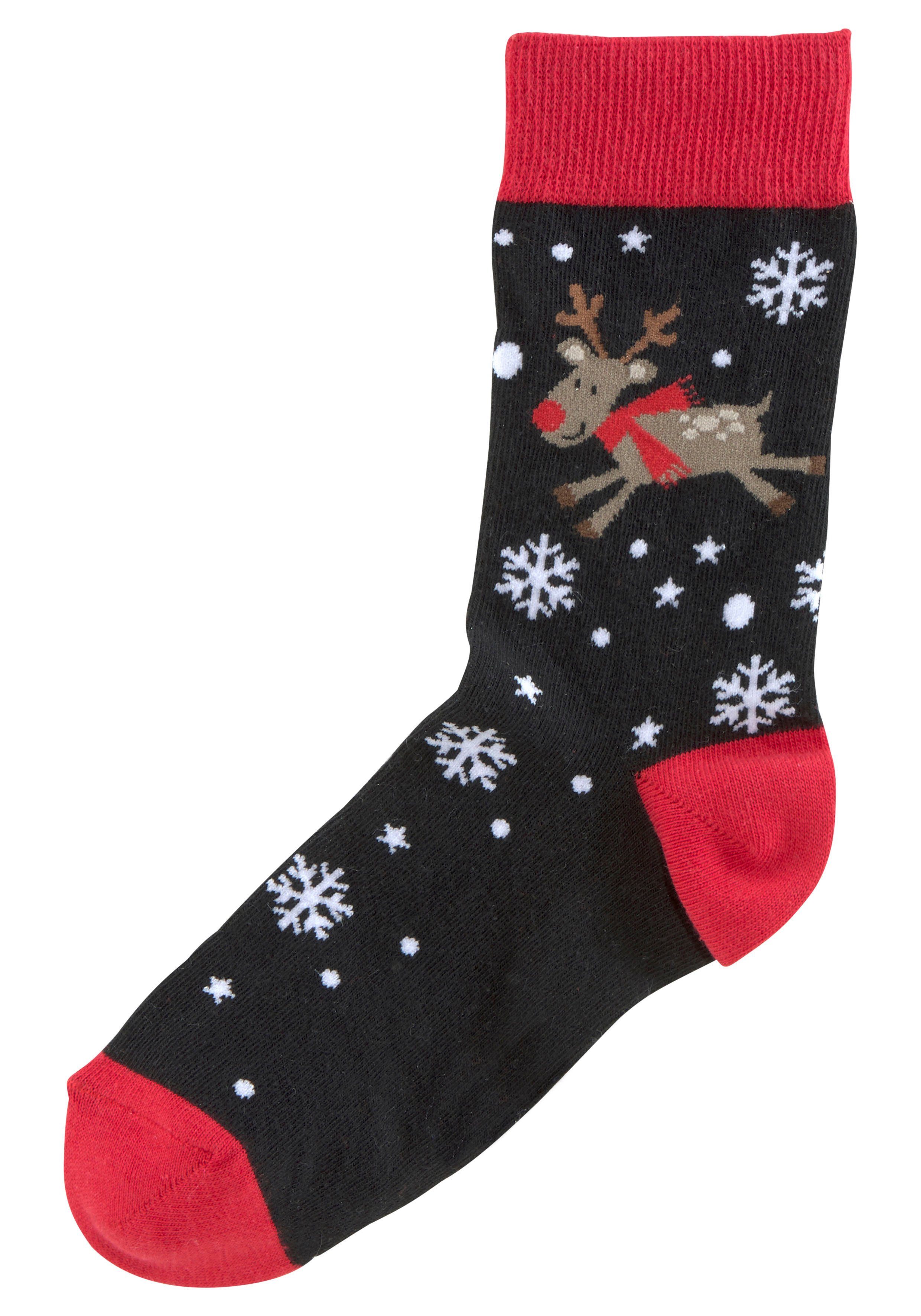 H.I.S Sokken met leuke kerstmotieven (set, 3 paar)