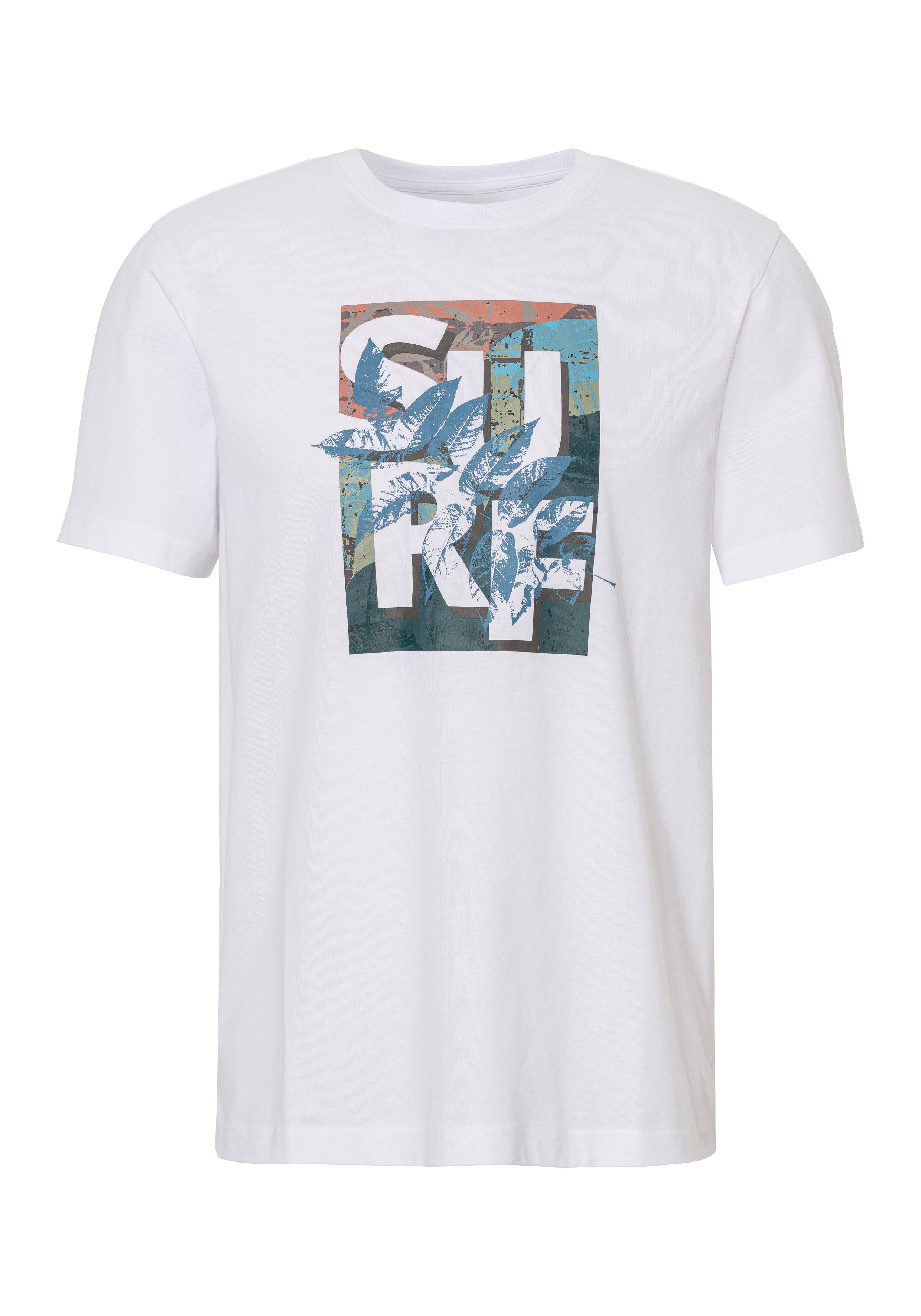 John Devin T-shirt Ronde hals shirt met surf-print van 100% katoen