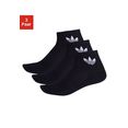 adidas originals korte sokken mid -cut ankle met klassiek driebladerenlogo (3 paar) zwart