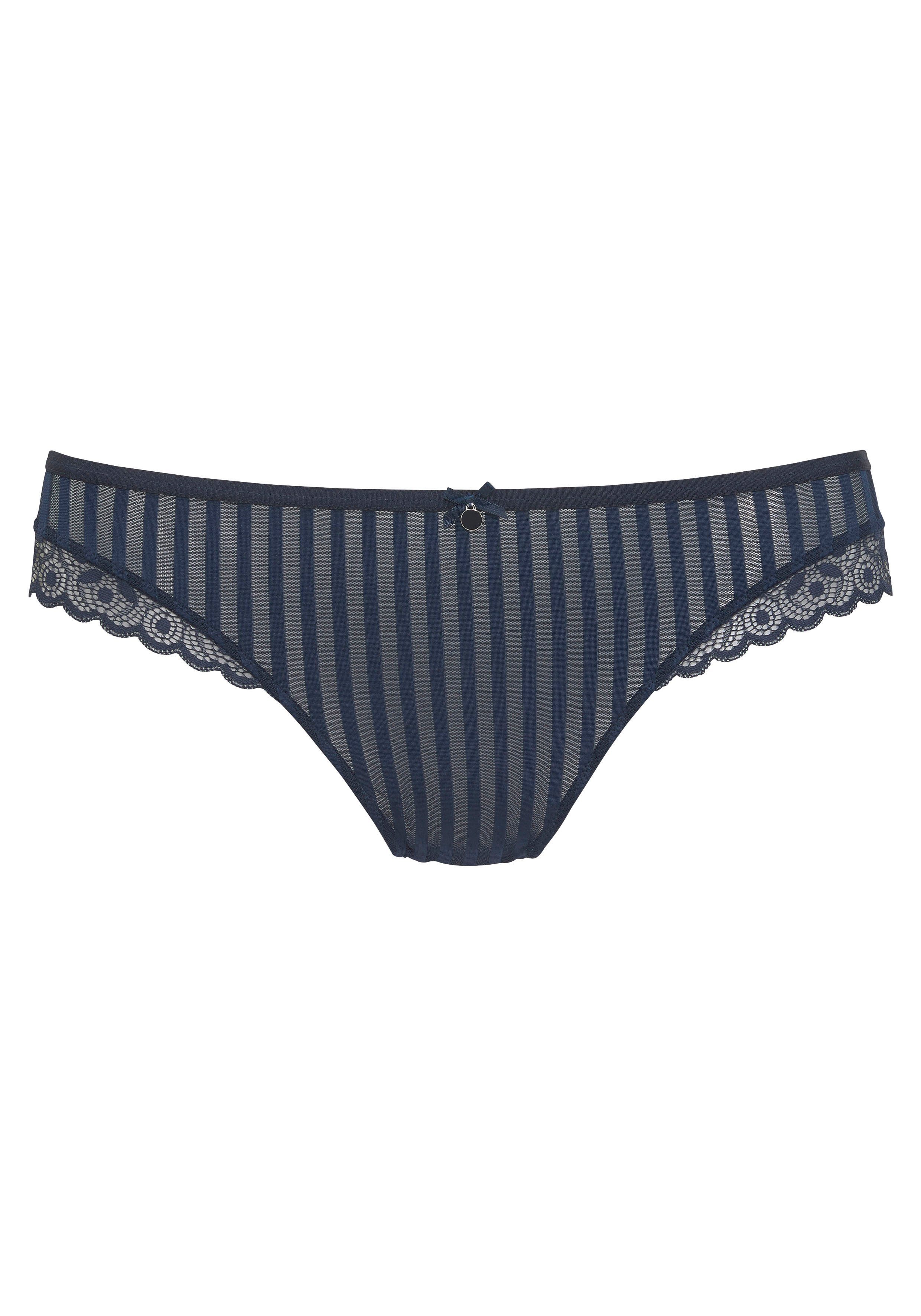 s.Oliver RED LABEL Beachwear String AMELIE in modieuze streep-look strings maat 36/38 blauw
