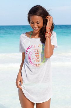 venice beach lang shirt met frontprint wit