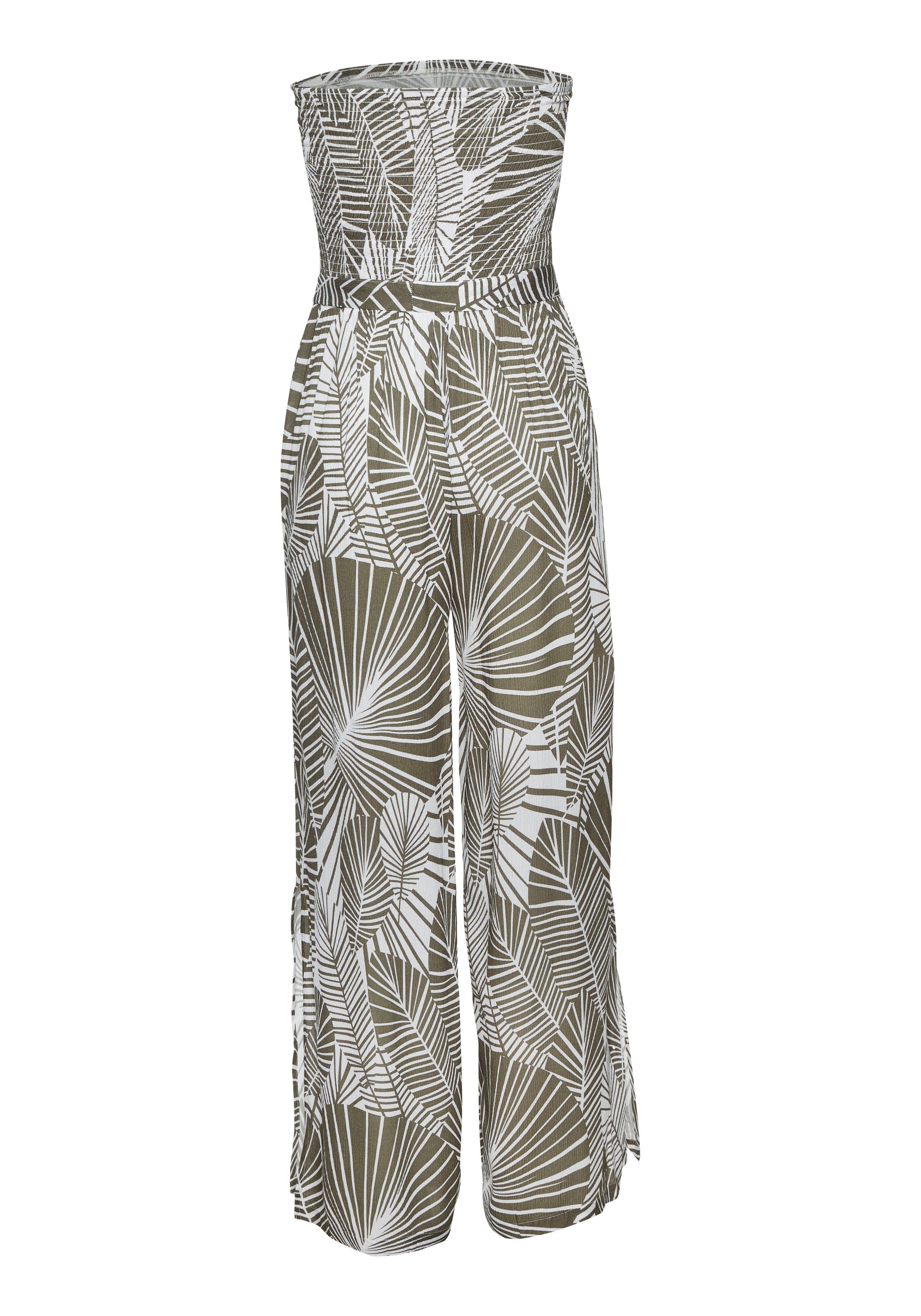 s.Oliver RED LABEL Beachwear Bandeau-jumpsuit en all-over print (Met een bindceintuur)
