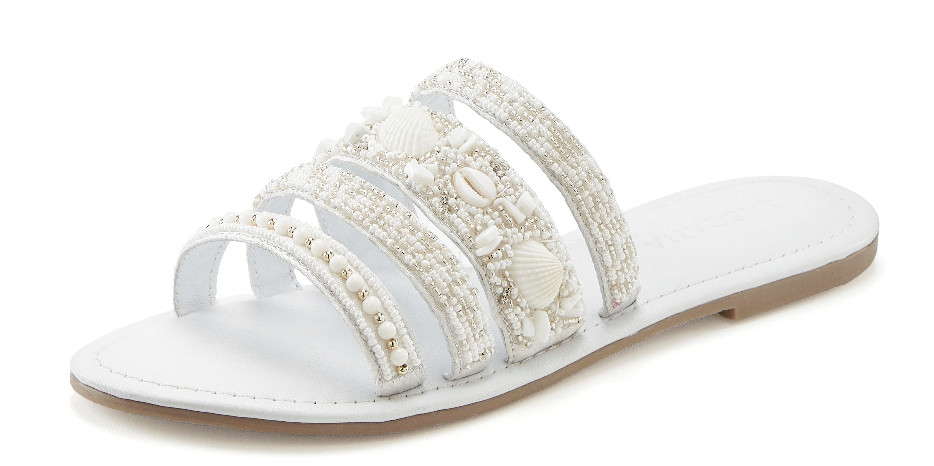 Lascana Slippers Sandaal, zomerschoen, mule, met luxueus gegarneerde riempjes