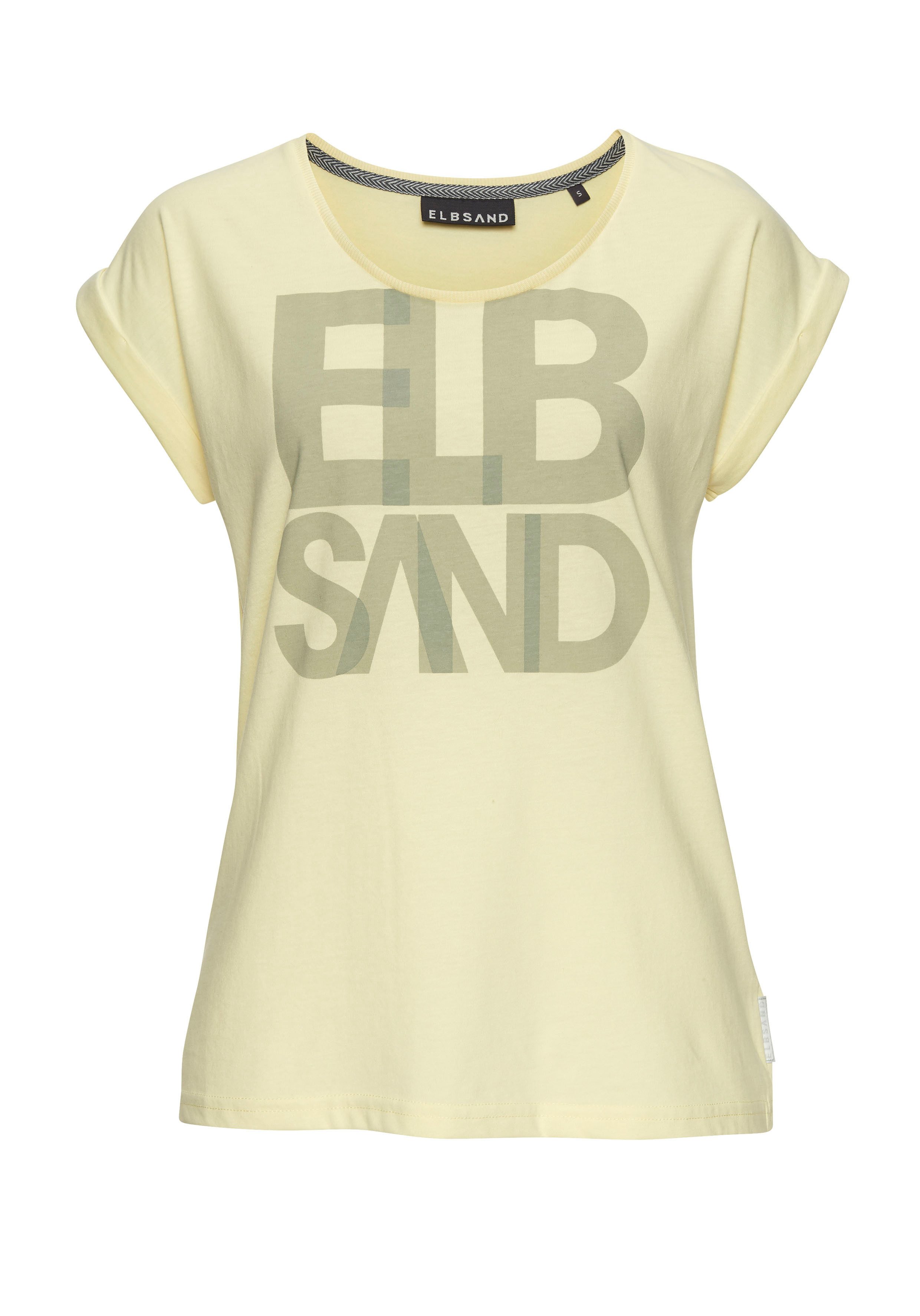 Elbsand T-shirt Eldis met logoprint, korte mouwen shirt van katoenmix, sportief-casual