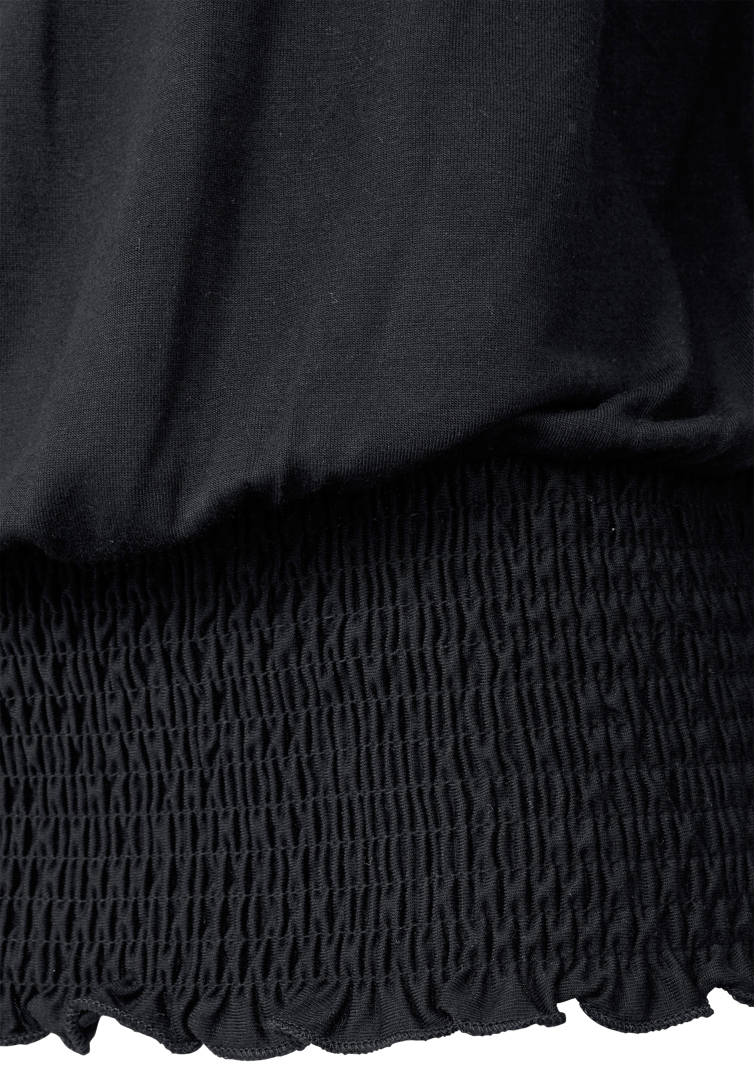Lascana Shirt met carmenhals met 3/4-mouwen, blouseshirt met striklint en elastische tailleband
