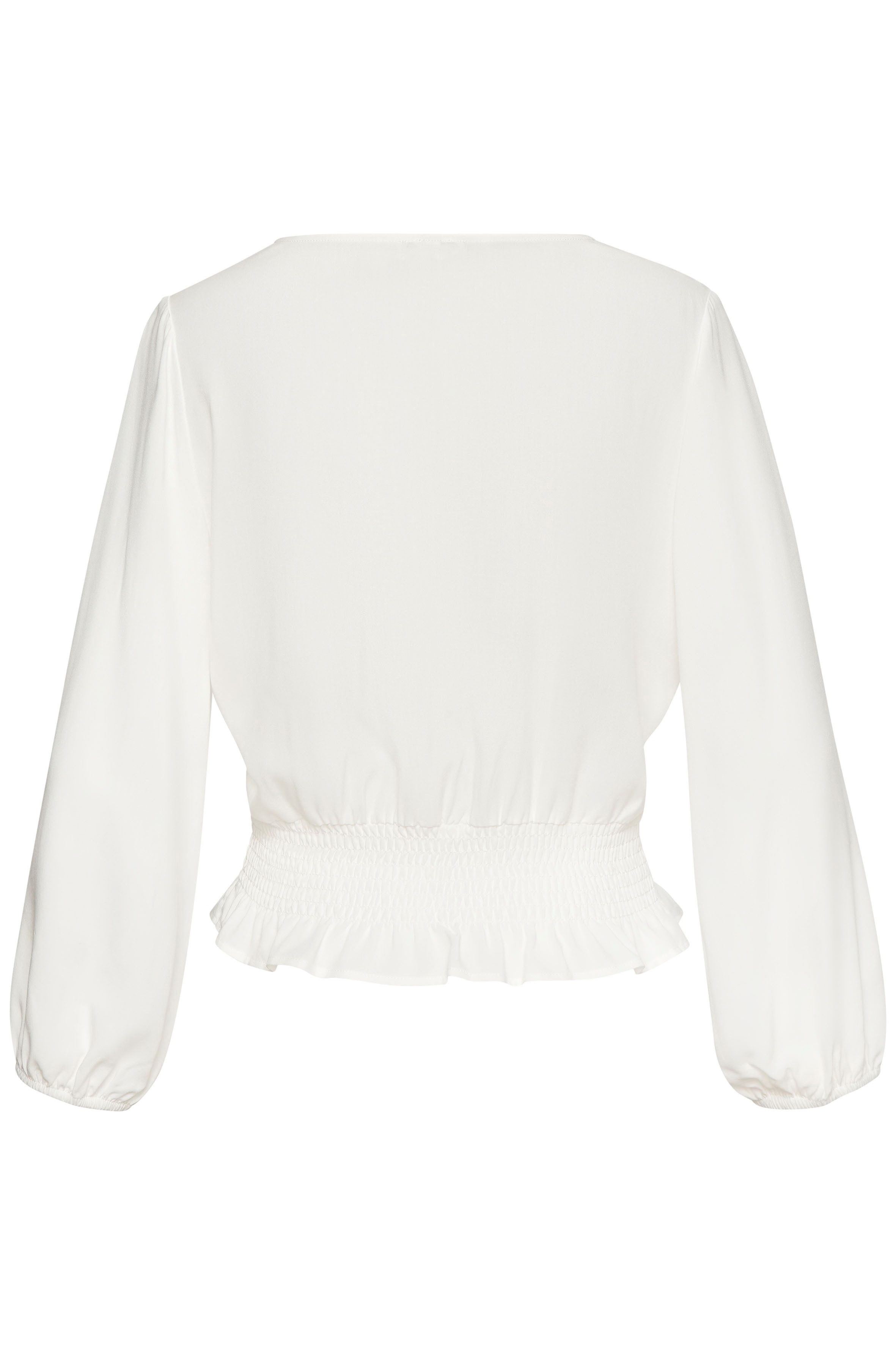 Buffalo Blouse met lange mouwen met brede smokzoom, zomerse damesblouse met v-hals