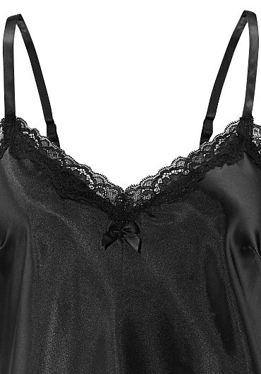 Lascana Negligé Lingerie van chic satijn-stretch met verleidelijke kant