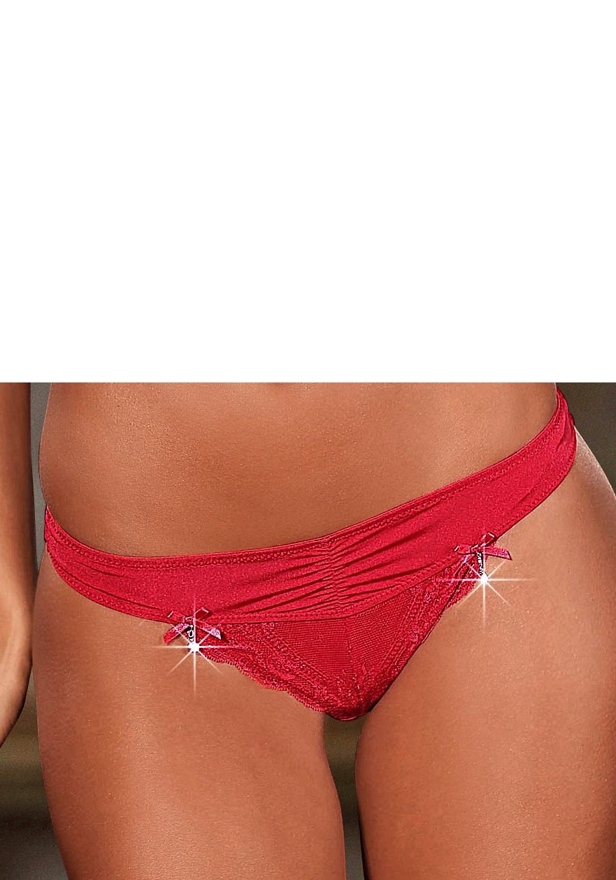 Lascana String met sierstrikje en glitteraccessoire