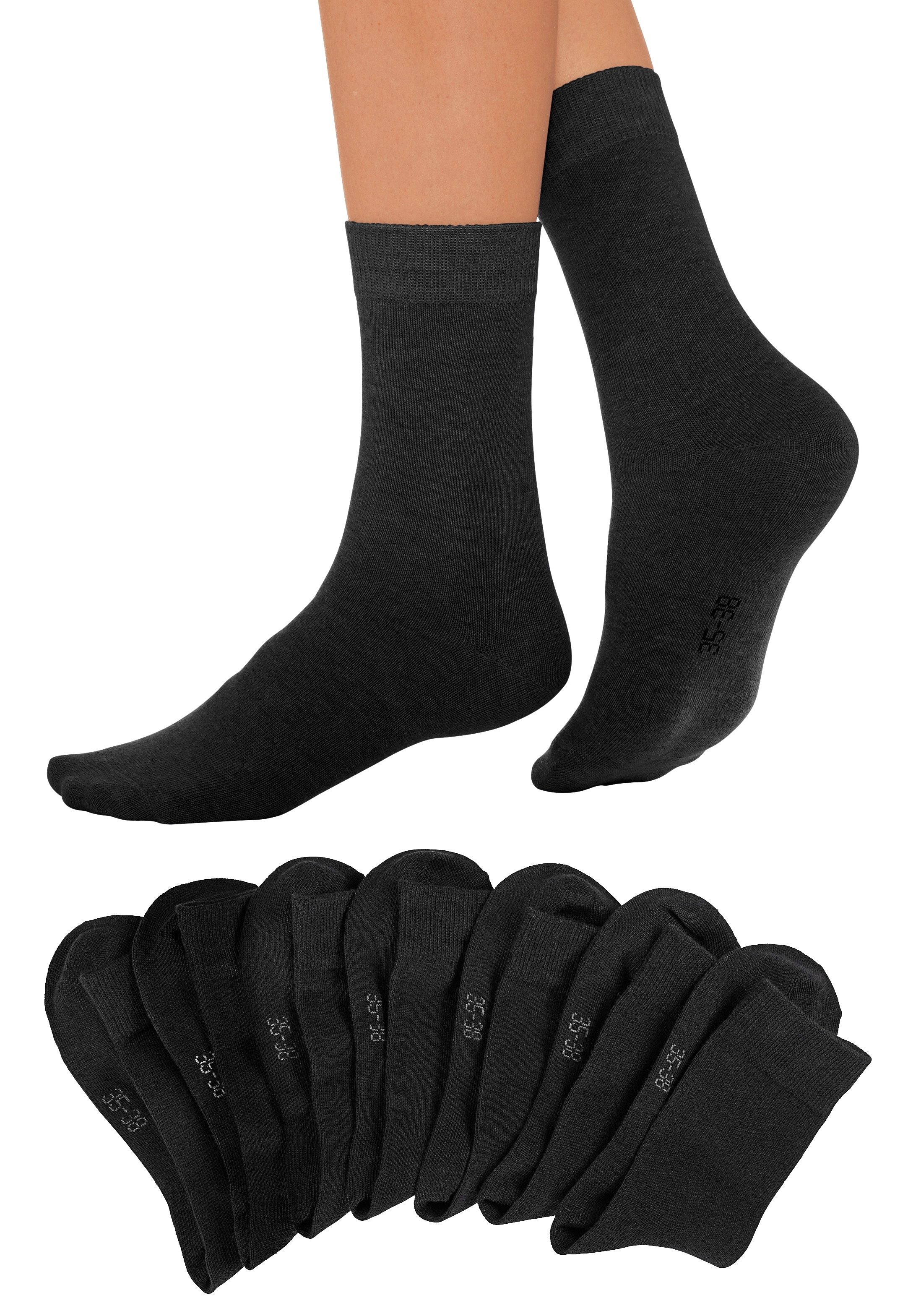 Lavana Basic sokken met knelvrije boord (set, 7 paar) sokken maat 39-42 zwart