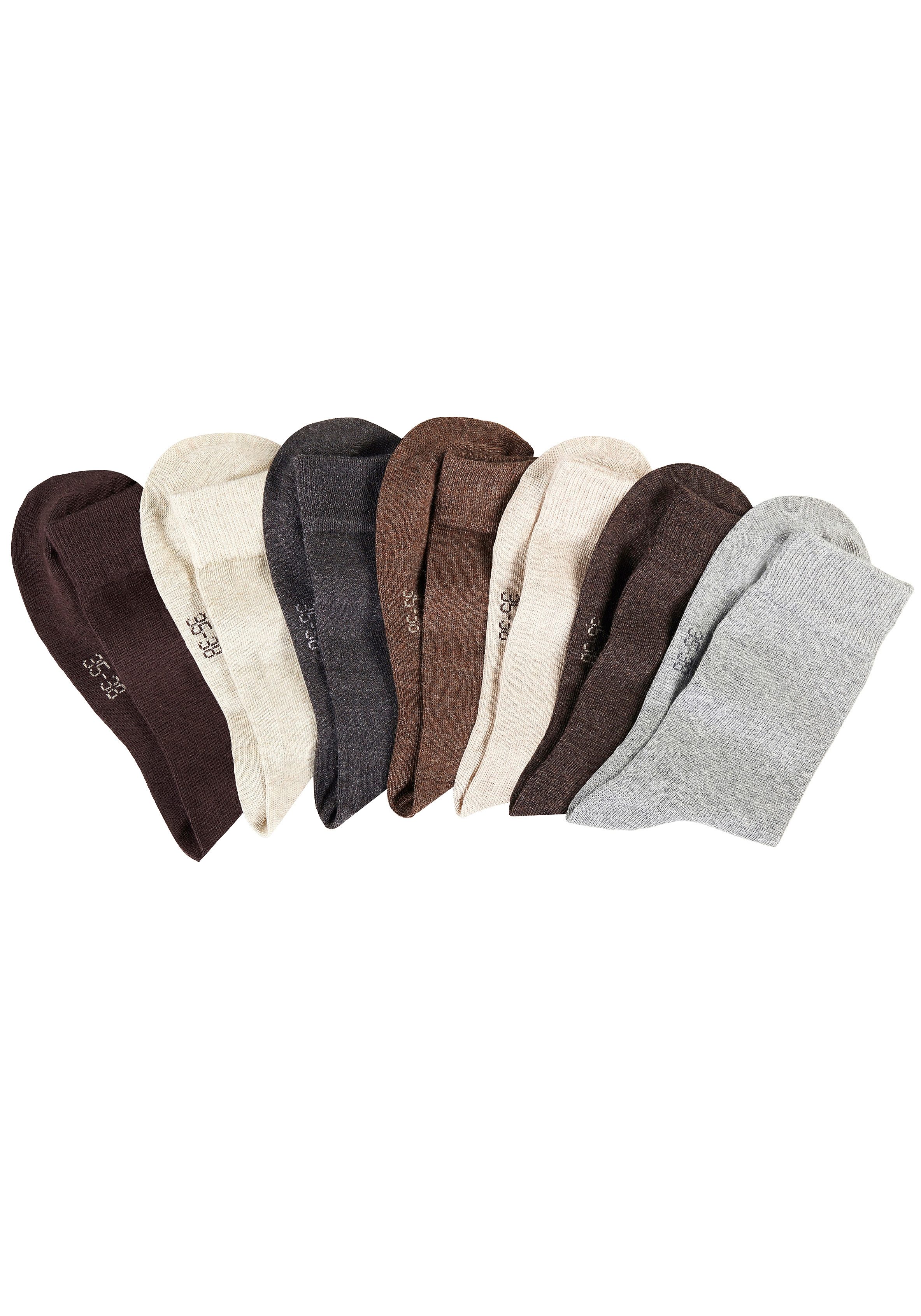 Lavana Basic sokken met knelvrije boord (set, 7 paar) sokken maat 39-42 bruin