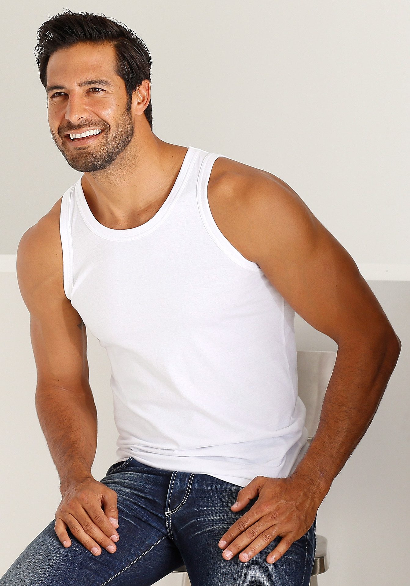H.I.S Tanktop Onderhemd voor heren met ronde hals van katoen (set, 3-delig)