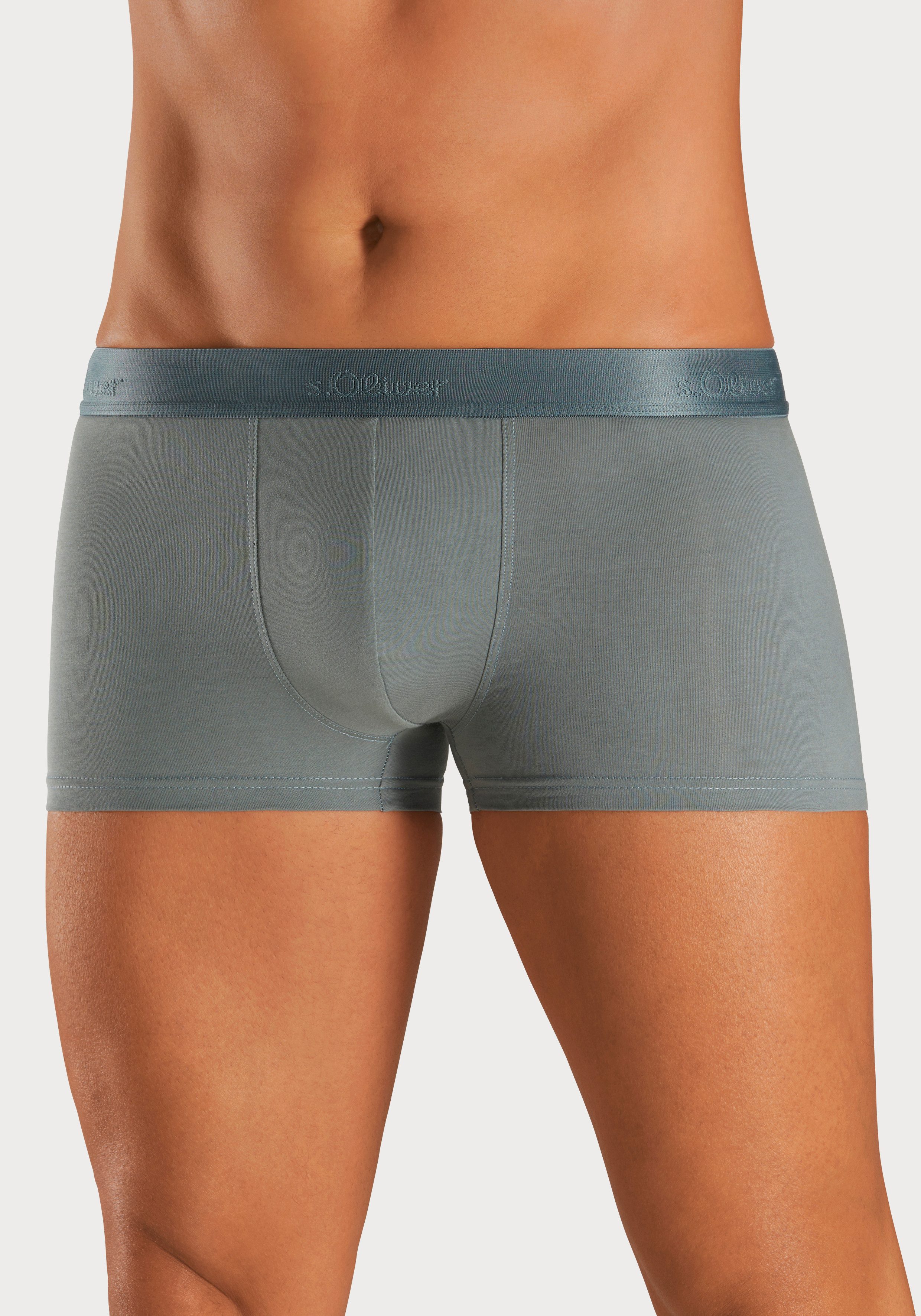 s.Oliver RED LABEL Beachwear Boxershort voor heren in strepen en uni van katoenmix (set, 3 stuks)
