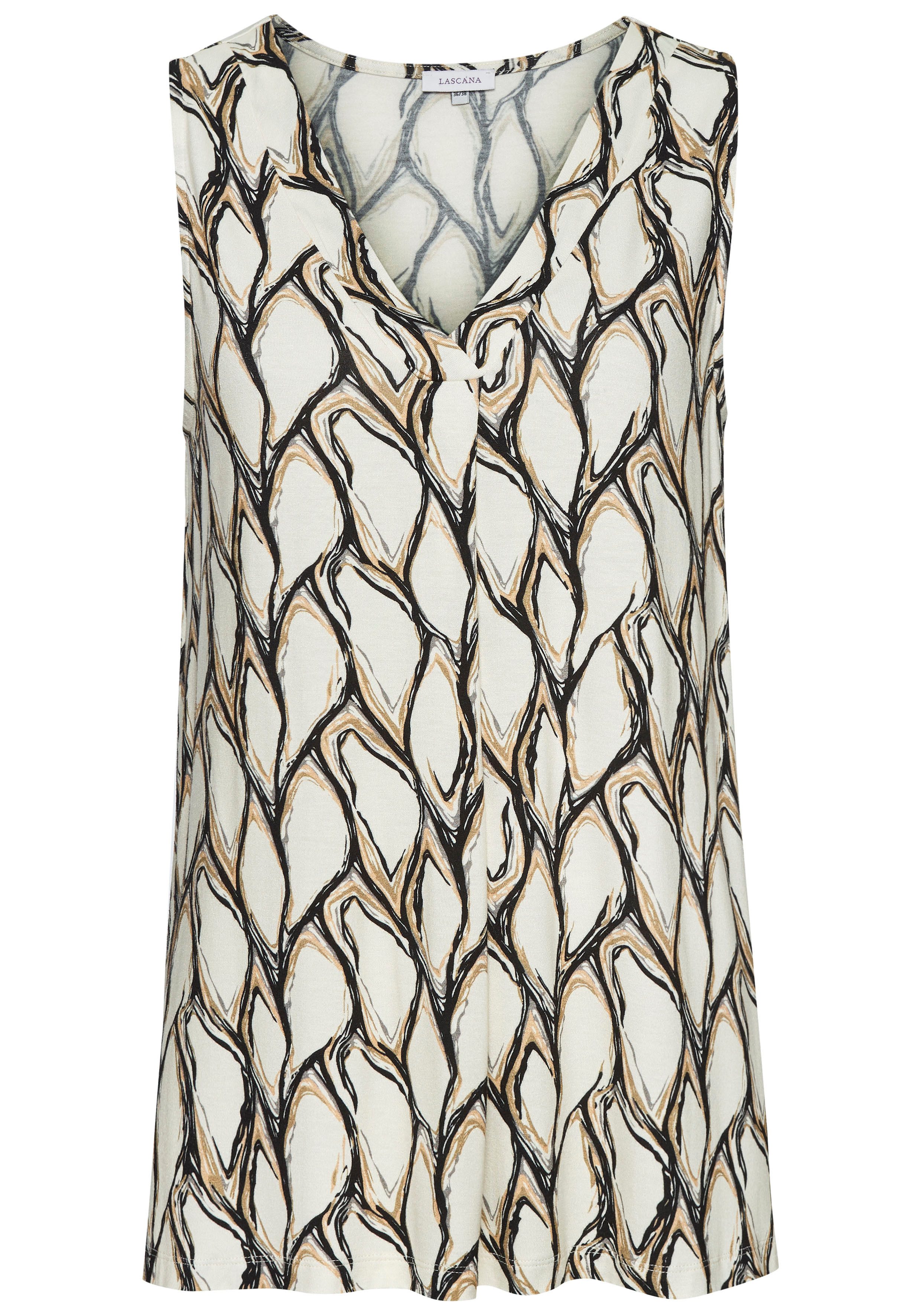 Lascana Tanktop met alloverprint en v-hals, zomers blousetop