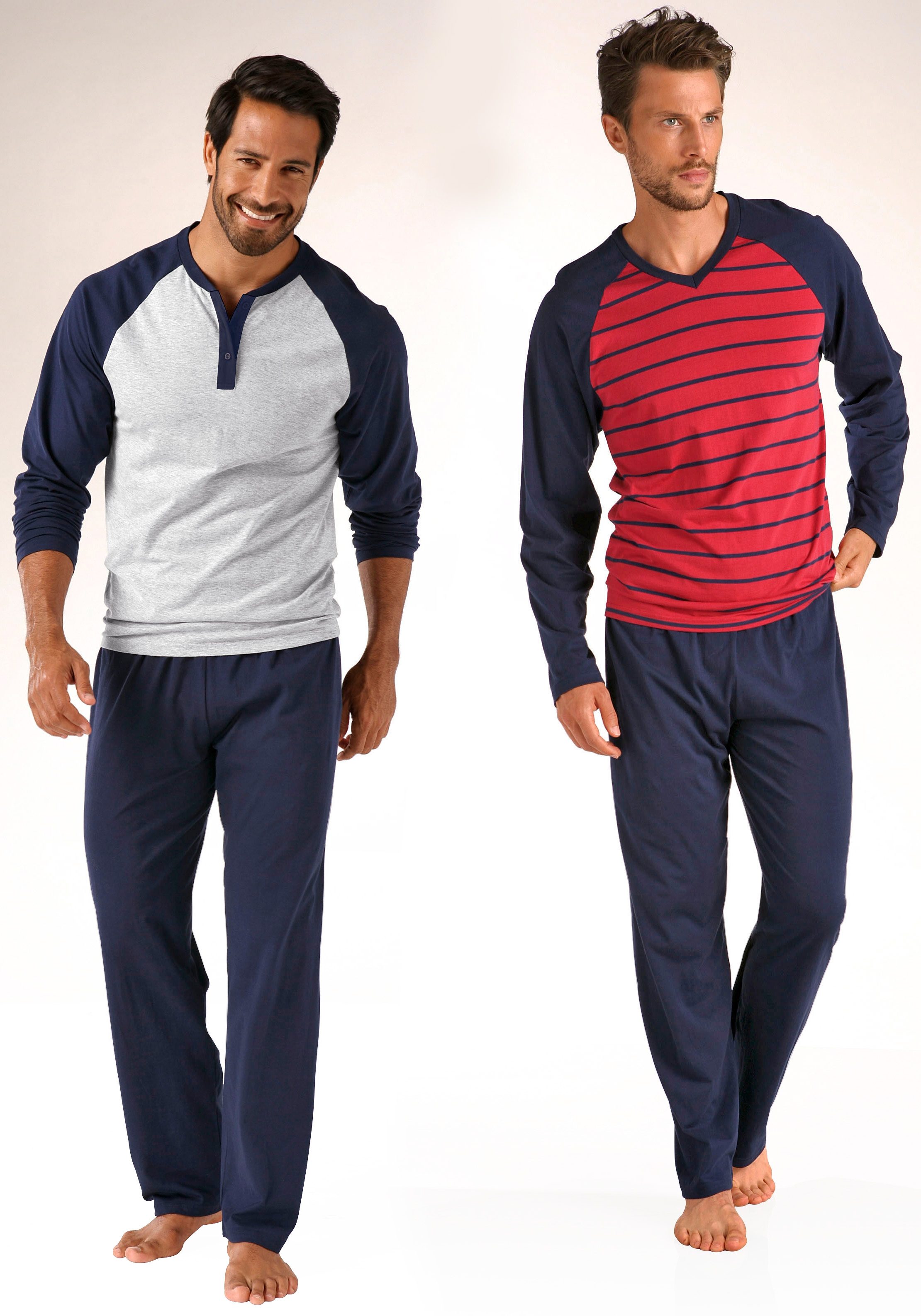 le jogger® Pyjama in een lang model, met raglanmouwen (4-delig, Set van 2)
