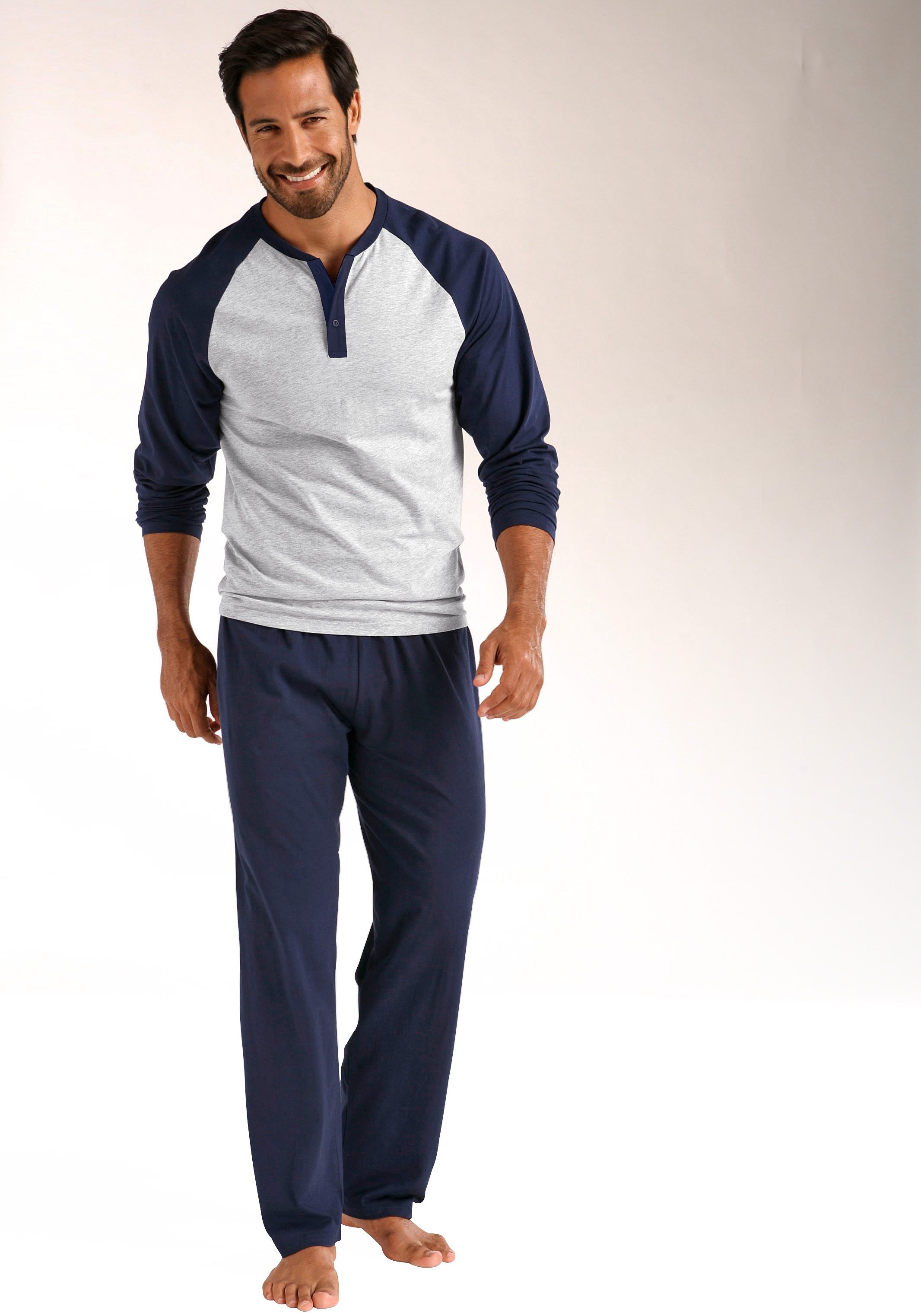 le jogger® Pyjama in een lang model, met raglanmouwen (4-delig, Set van 2)