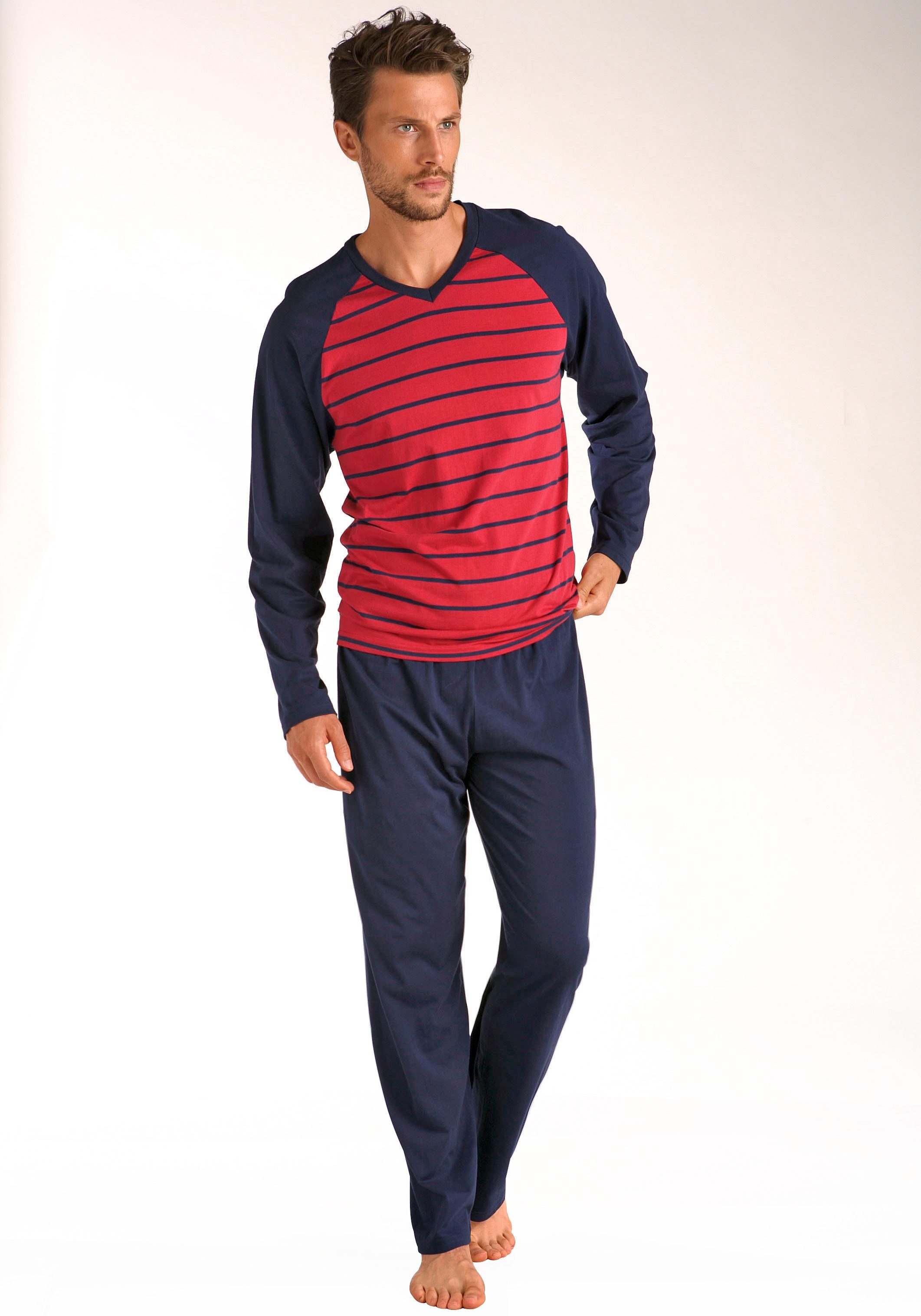 le jogger® Pyjama in een lang model, met raglanmouwen (4-delig, Set van 2)