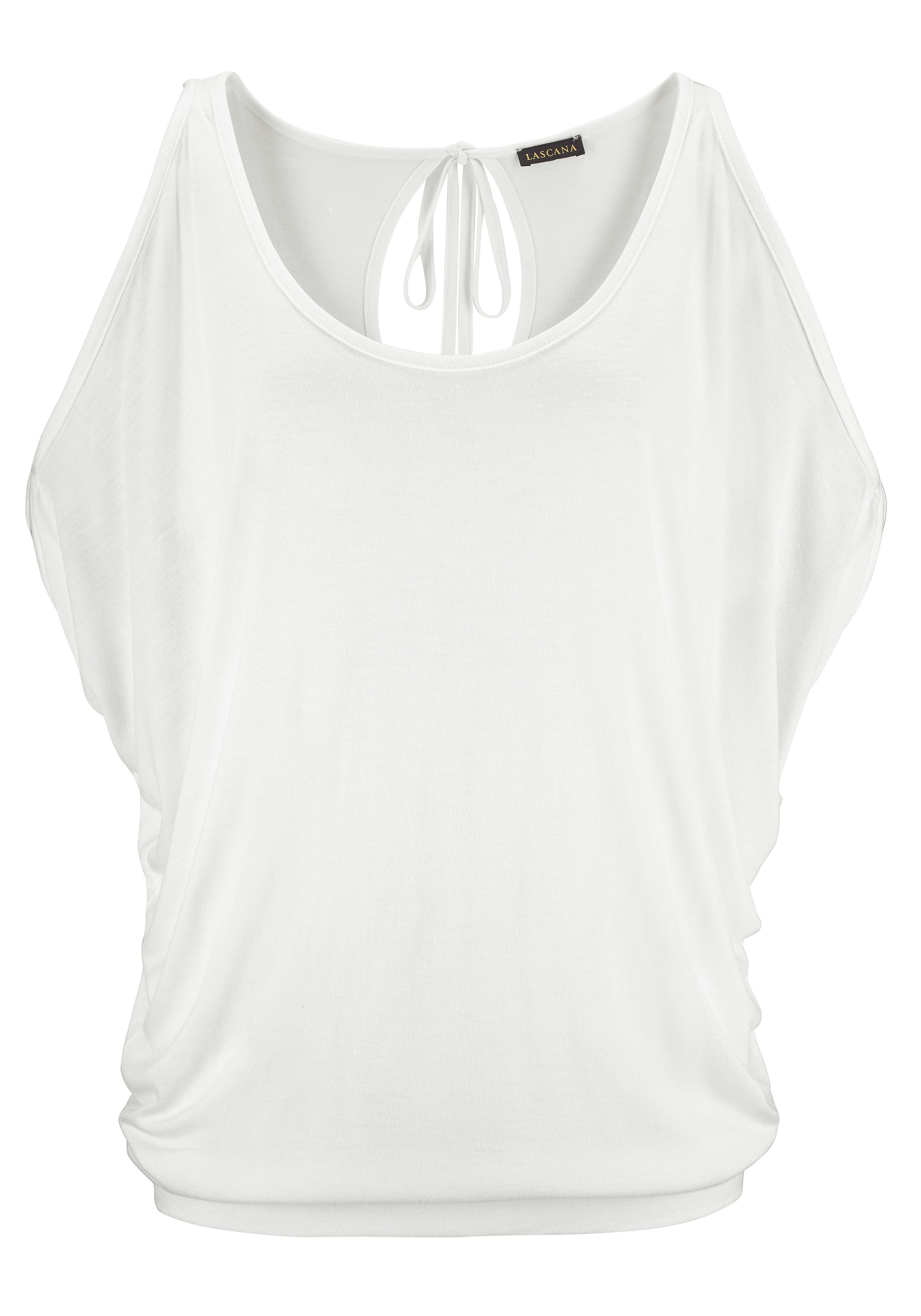 Lascana Strandshirt met schoudersplitten, shirt met korte mouwen, longshirt, off-the-shoulder