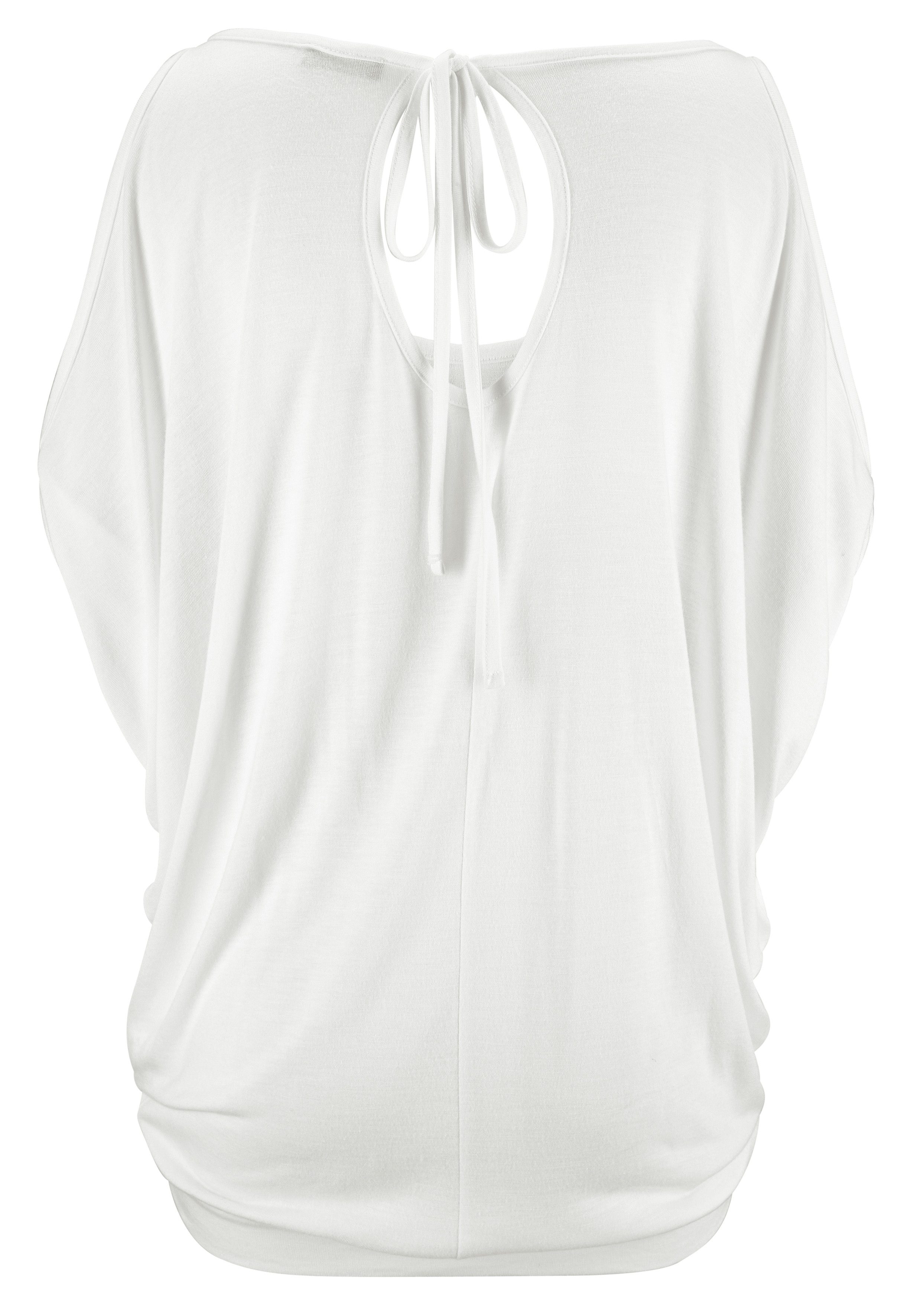 Lascana Strandshirt met schoudersplitten, shirt met korte mouwen, longshirt, off-the-shoulder