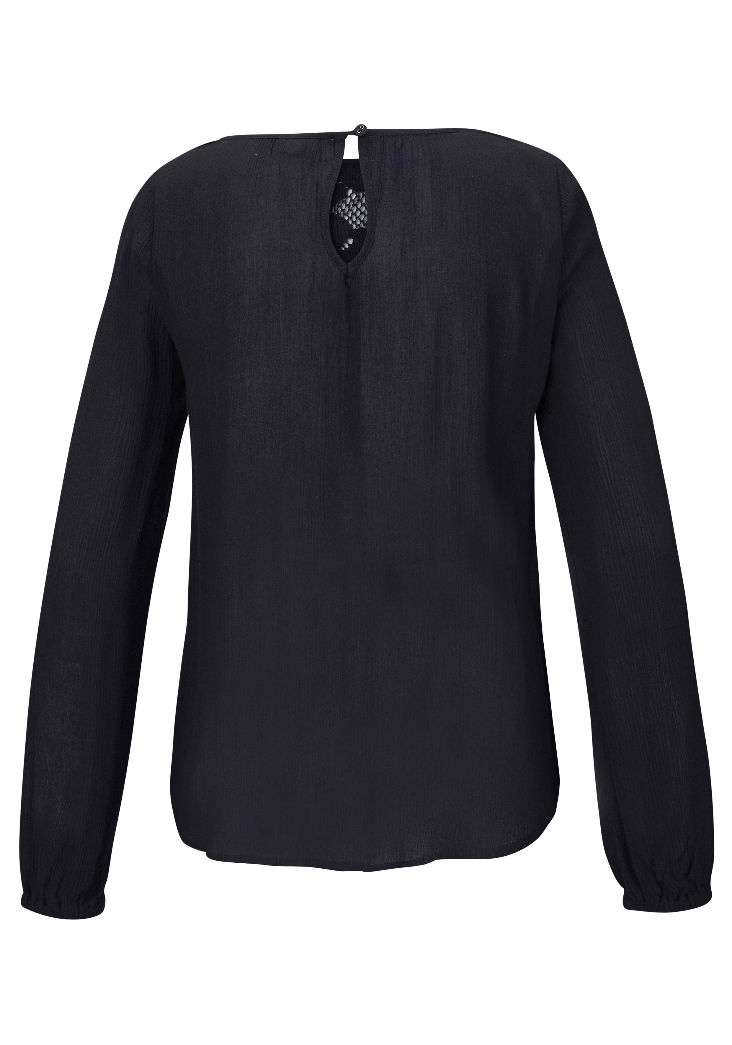 Buffalo Kanten blouse gemaakt van geweven viscose, zomers, boho-stijl shirts maat 44 zwart