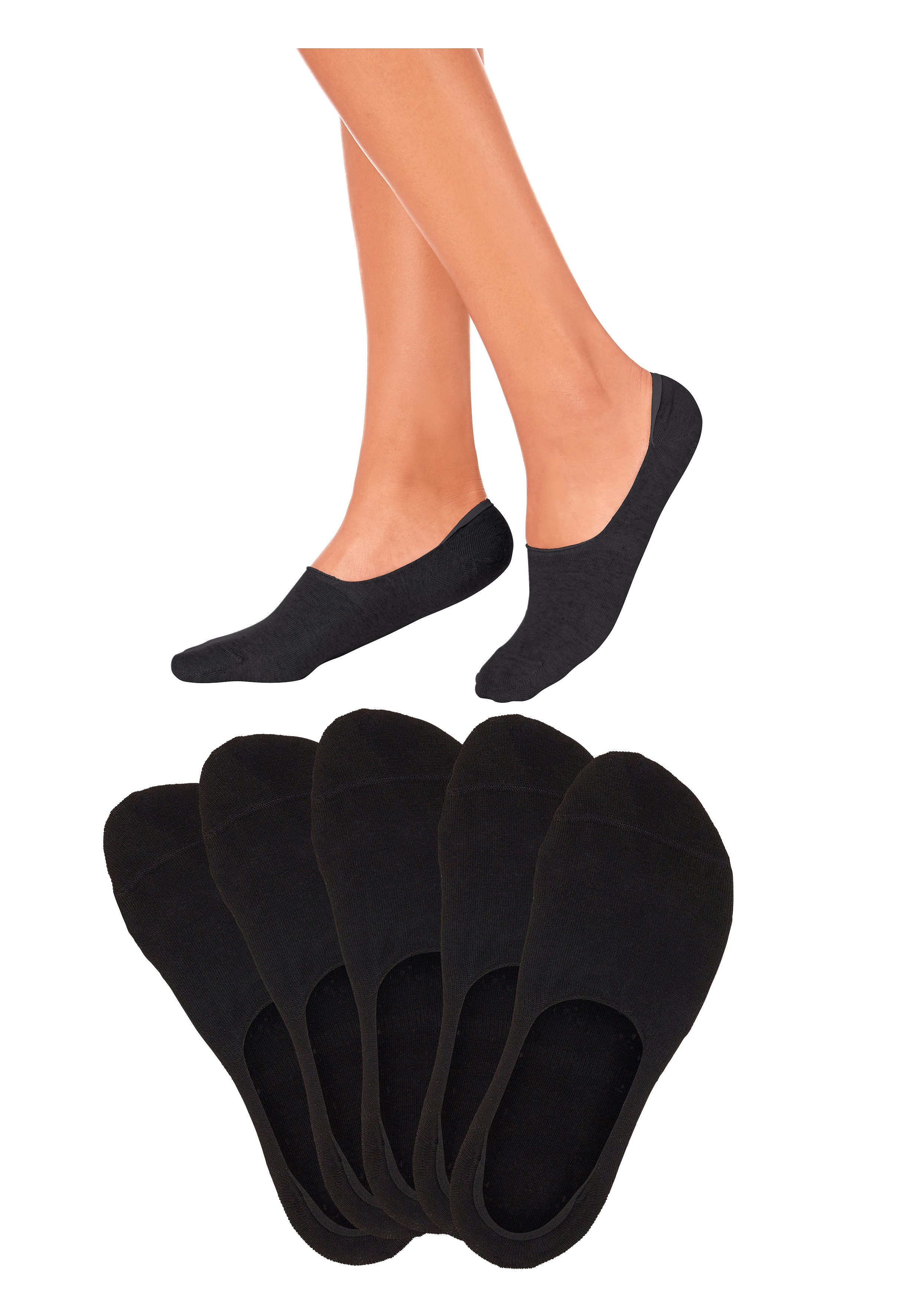 Bench. Kousenvoetjes voor open schoenen (set, 5 paar) sokken maat 35-38 zwart